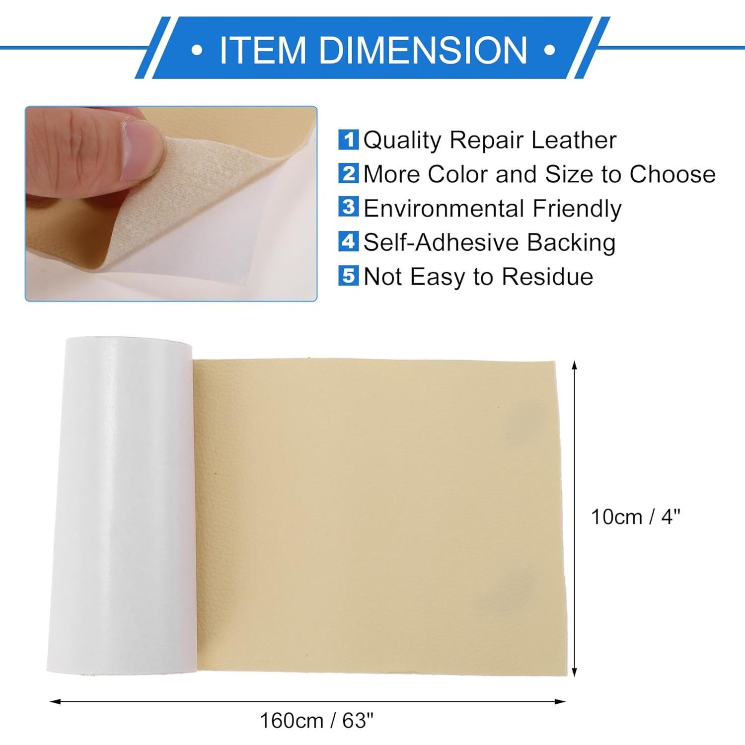 Parche de Reparación de Cuero Autoadhesivo VekAuto 10x160cm Beige