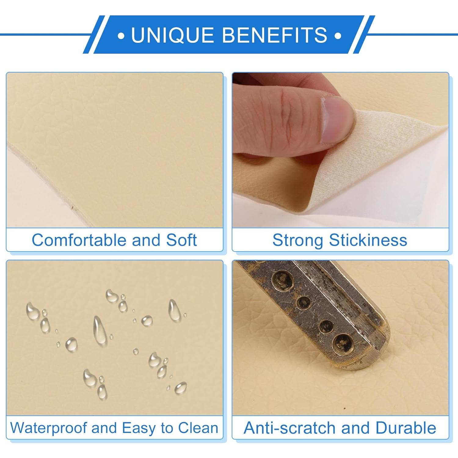 Parche de Reparación de Cuero Autoadhesivo VekAuto 10x160cm Beige