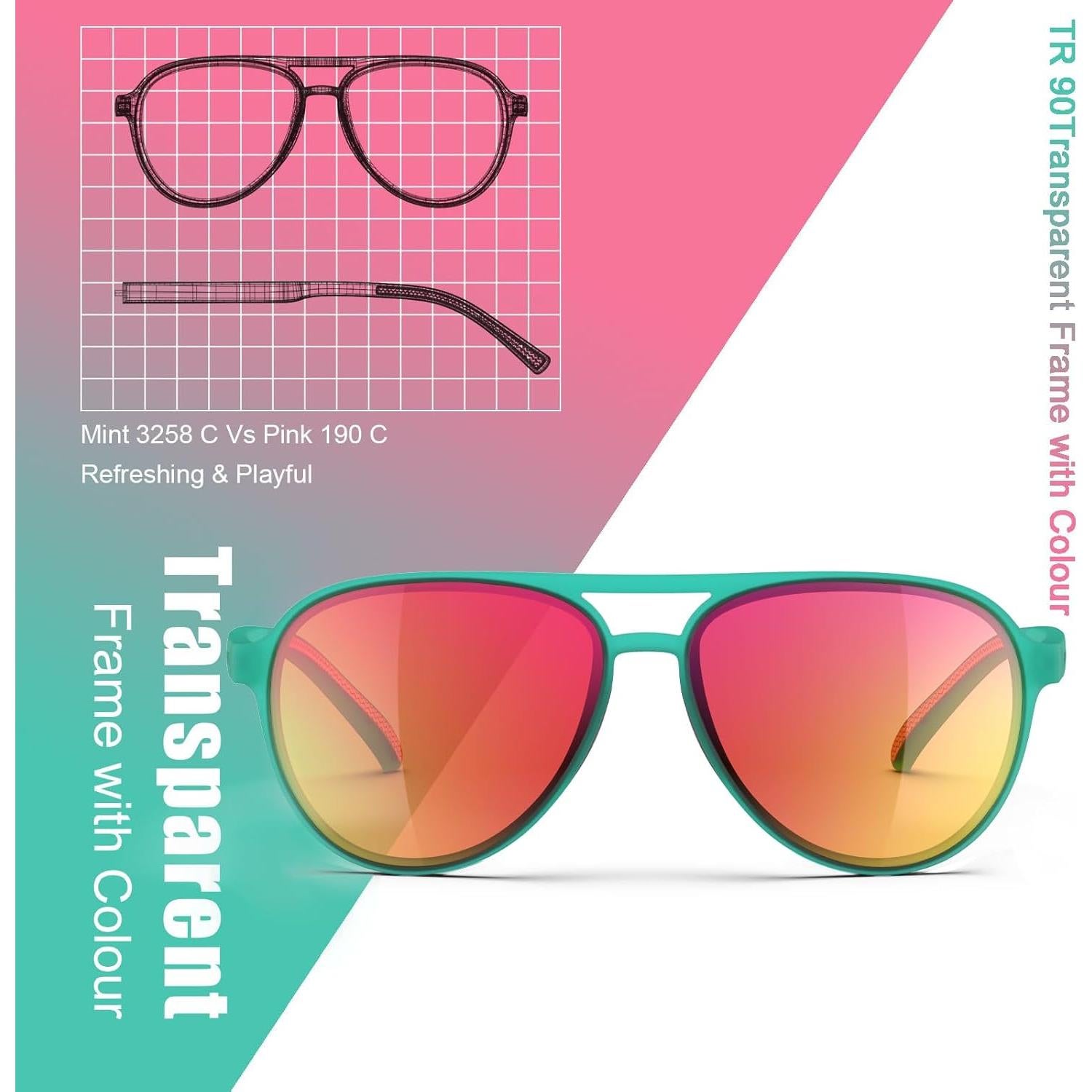 Gafas de sol vintage polarizadas Lasiyanor UV400 menta