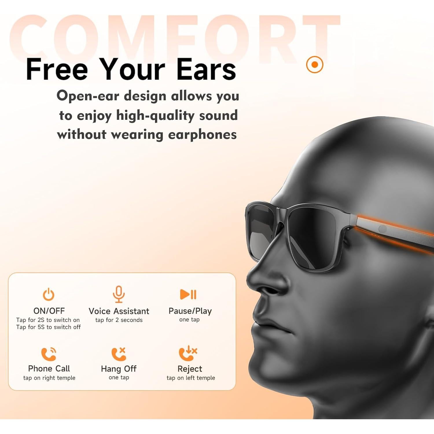 Gafas Inteligentes Fecoul G10Z Bluetooth UV400 Lentes Solar