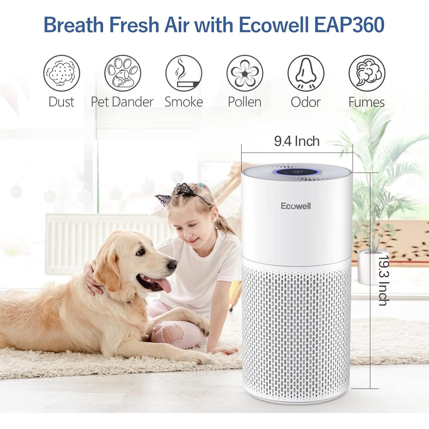 Purificador de Aire ECOWELL EAP360 HEPA 99.97% 152.4 m²