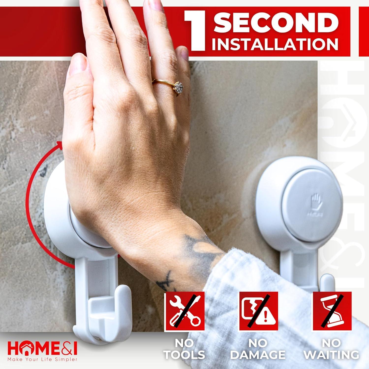 Ganchos de Ventosa HOME&I - Reutilizables y Ajustables - 2 Piezas