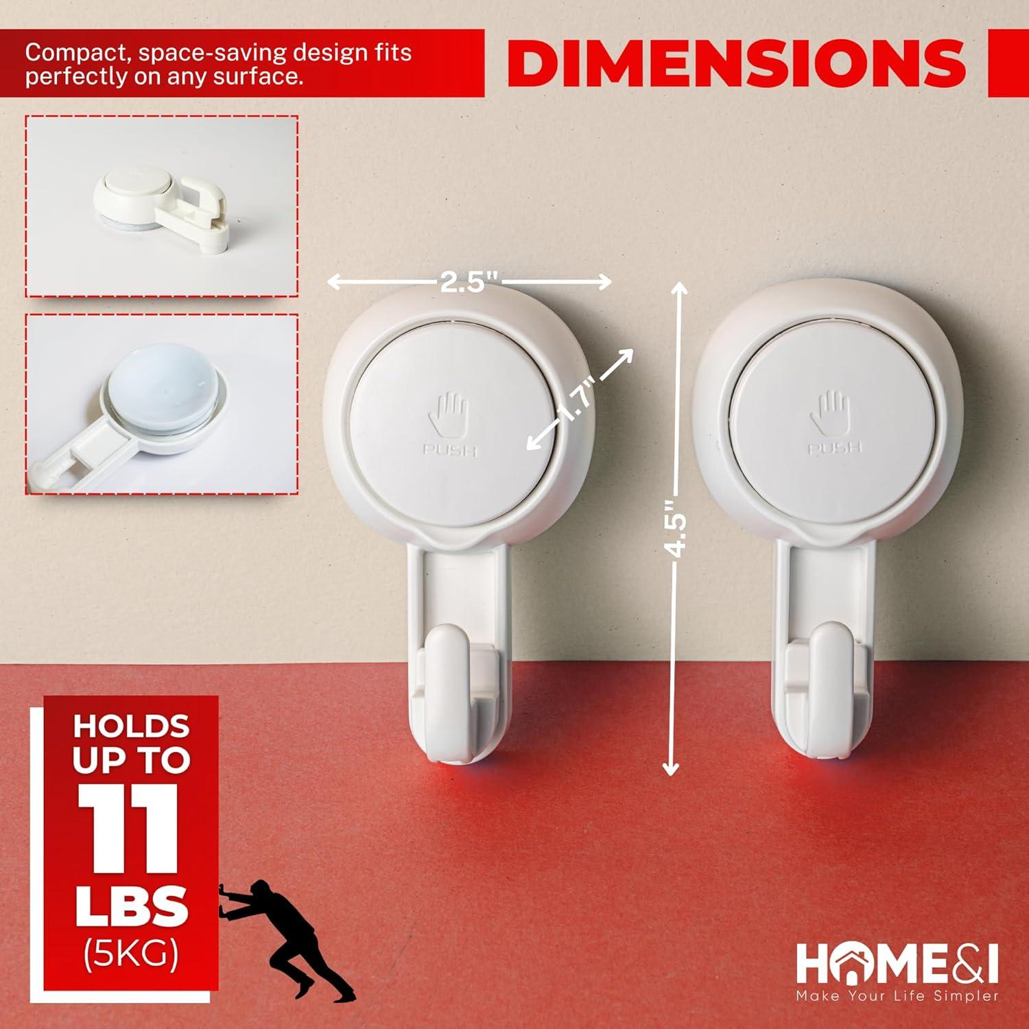 Ganchos de Ventosa HOME&I - Reutilizables y Ajustables - 2 Piezas