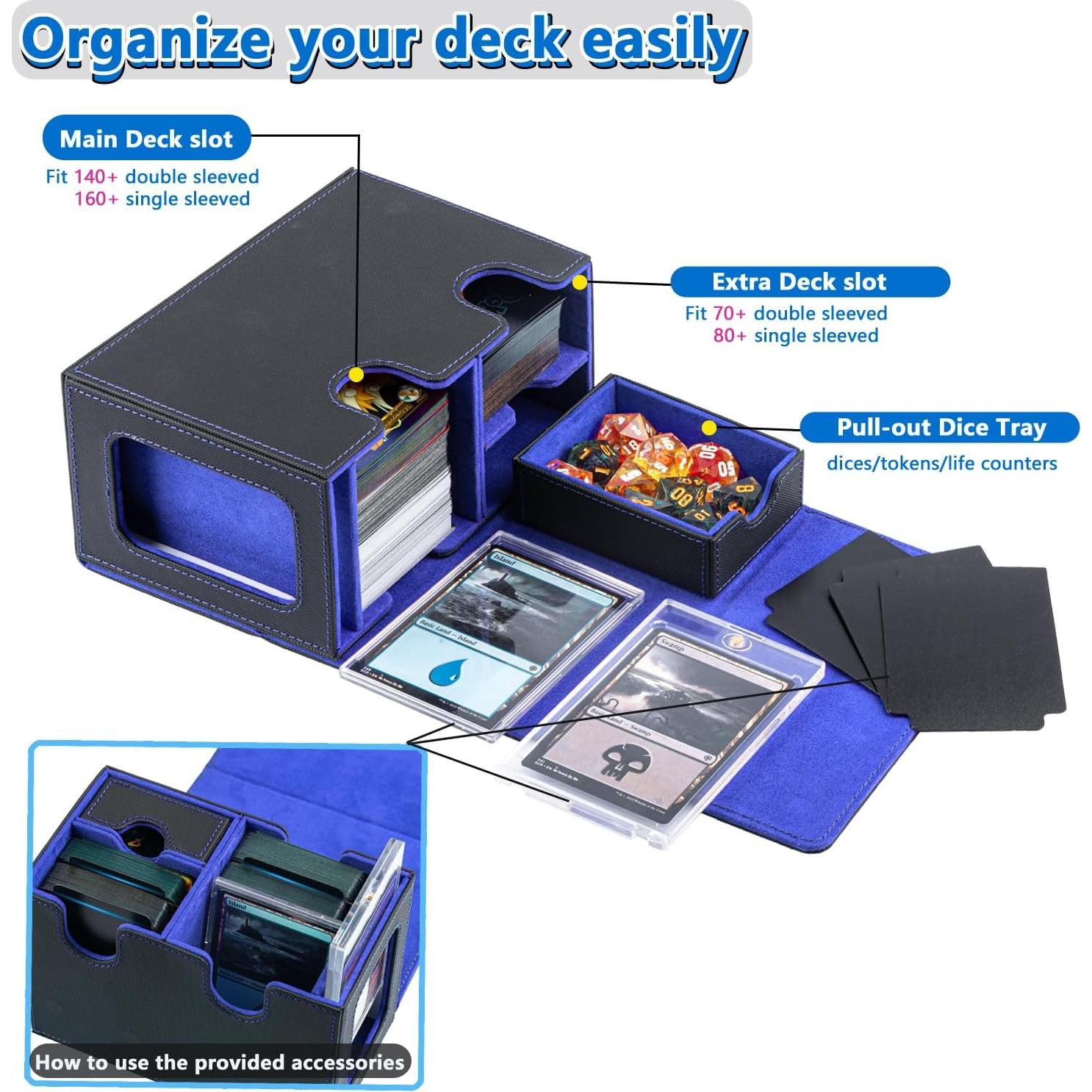 Caja de Cartas WELLMILLER MTG Commander Azul con Divisores