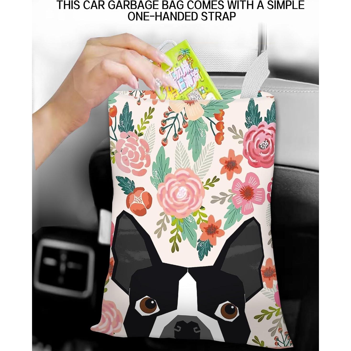 Basurero de Auto ANKVRP Colgante Ecológico Boston Terrier