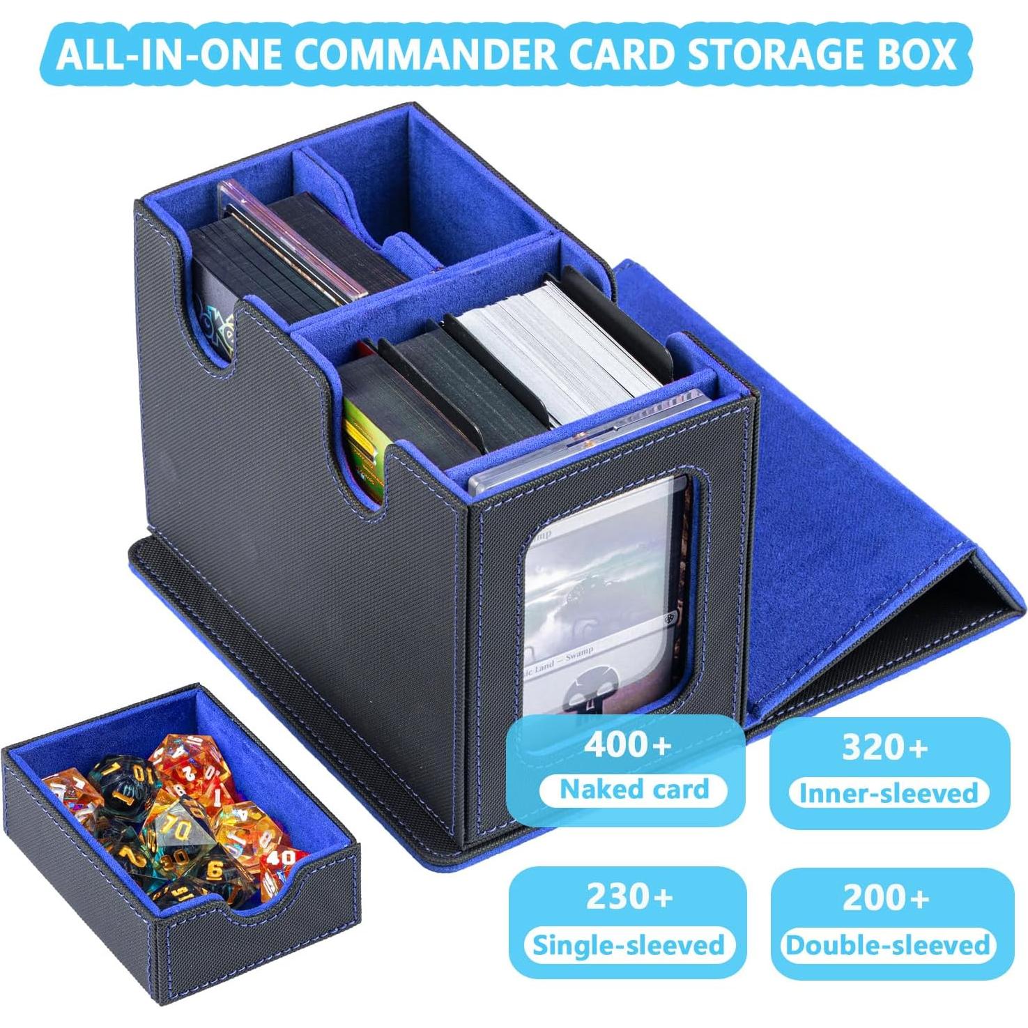 Caja de cartas WELLMILLER MTG Commander con divisores y soporte