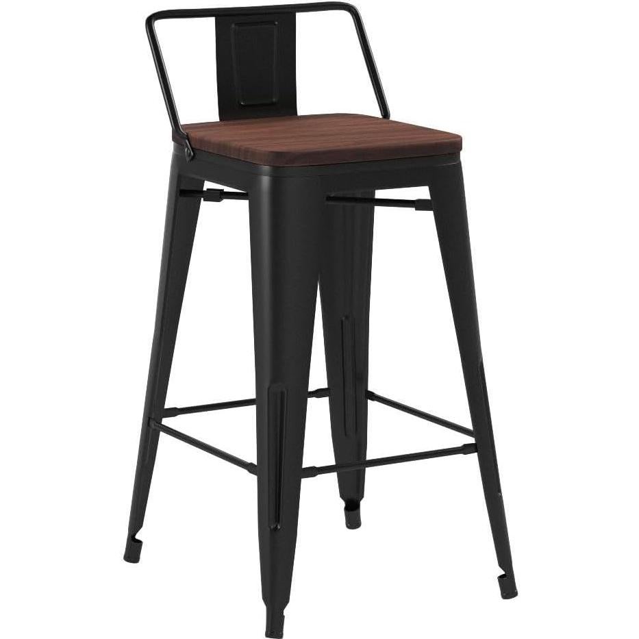 Conjunto de 4 Taburetes de Bar de Metal Andeworld 61cm Negro