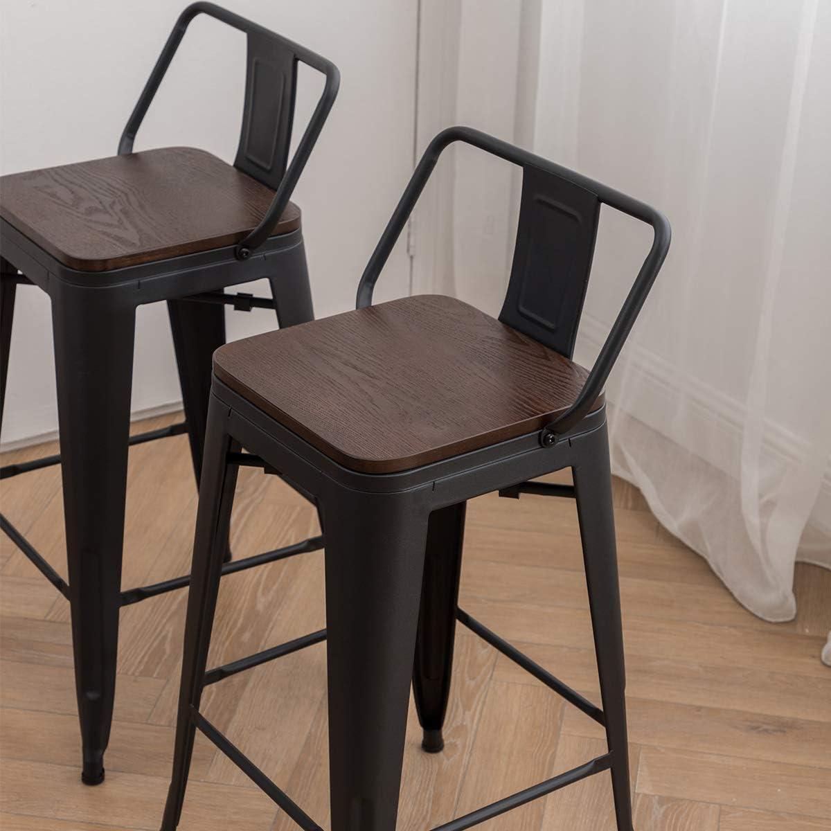 Conjunto de 4 Taburetes de Bar de Metal Andeworld 61cm Negro