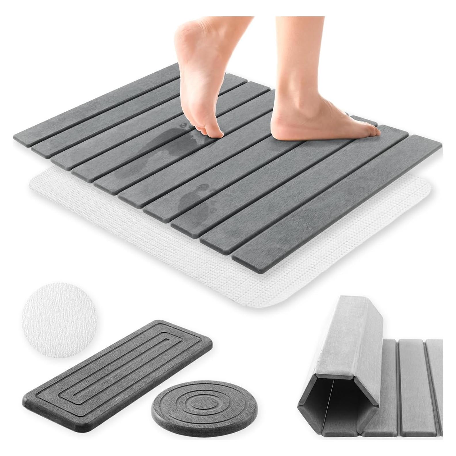 Alfombrilla de Baño Plegable Aertiavty Diatomita 58x38 cm Gris