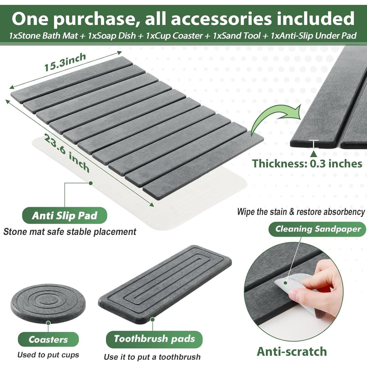 Alfombrilla de Baño Plegable Aertiavty Diatomita 58x38 cm Gris