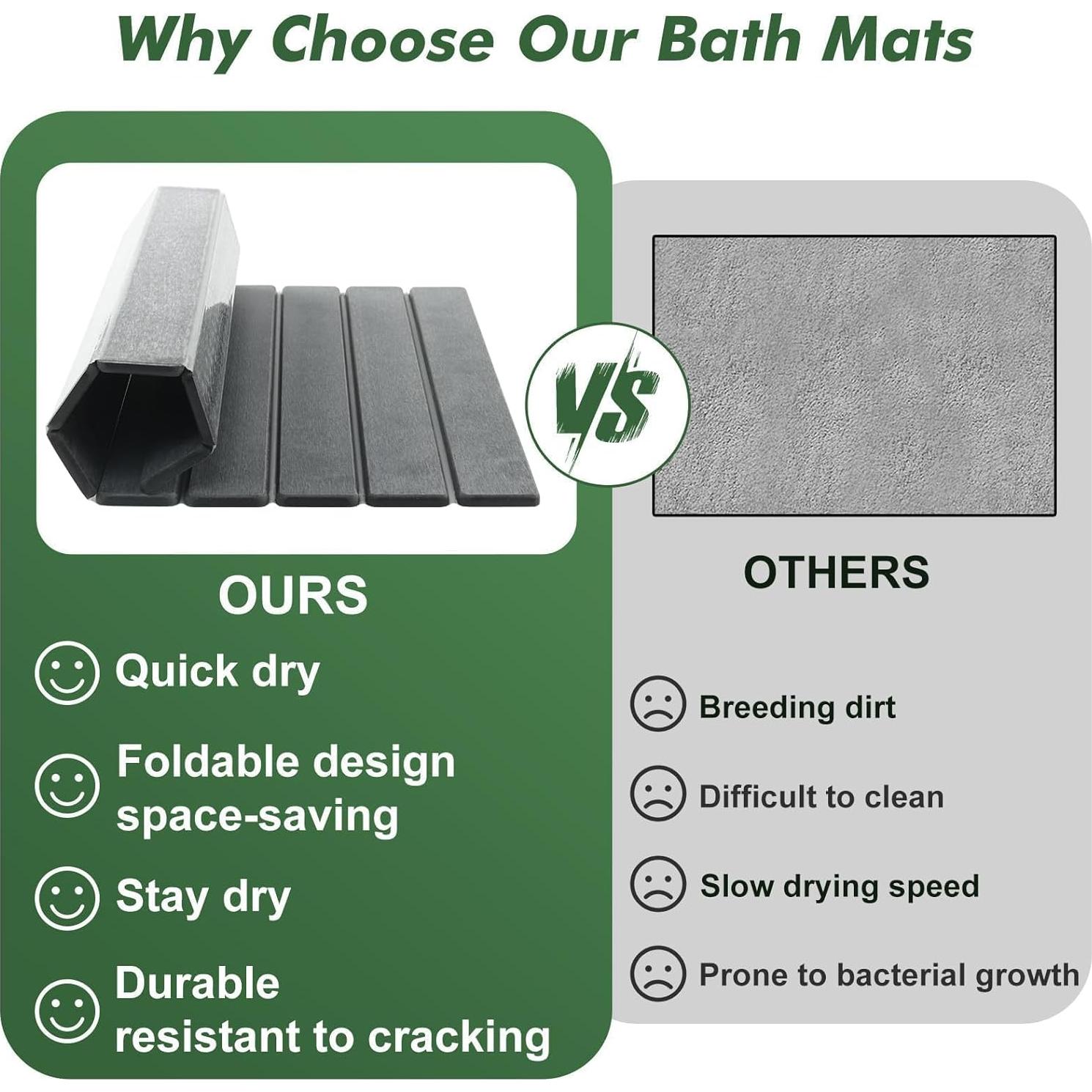 Alfombrilla de Baño Plegable Aertiavty Diatomita 58x38 cm Gris