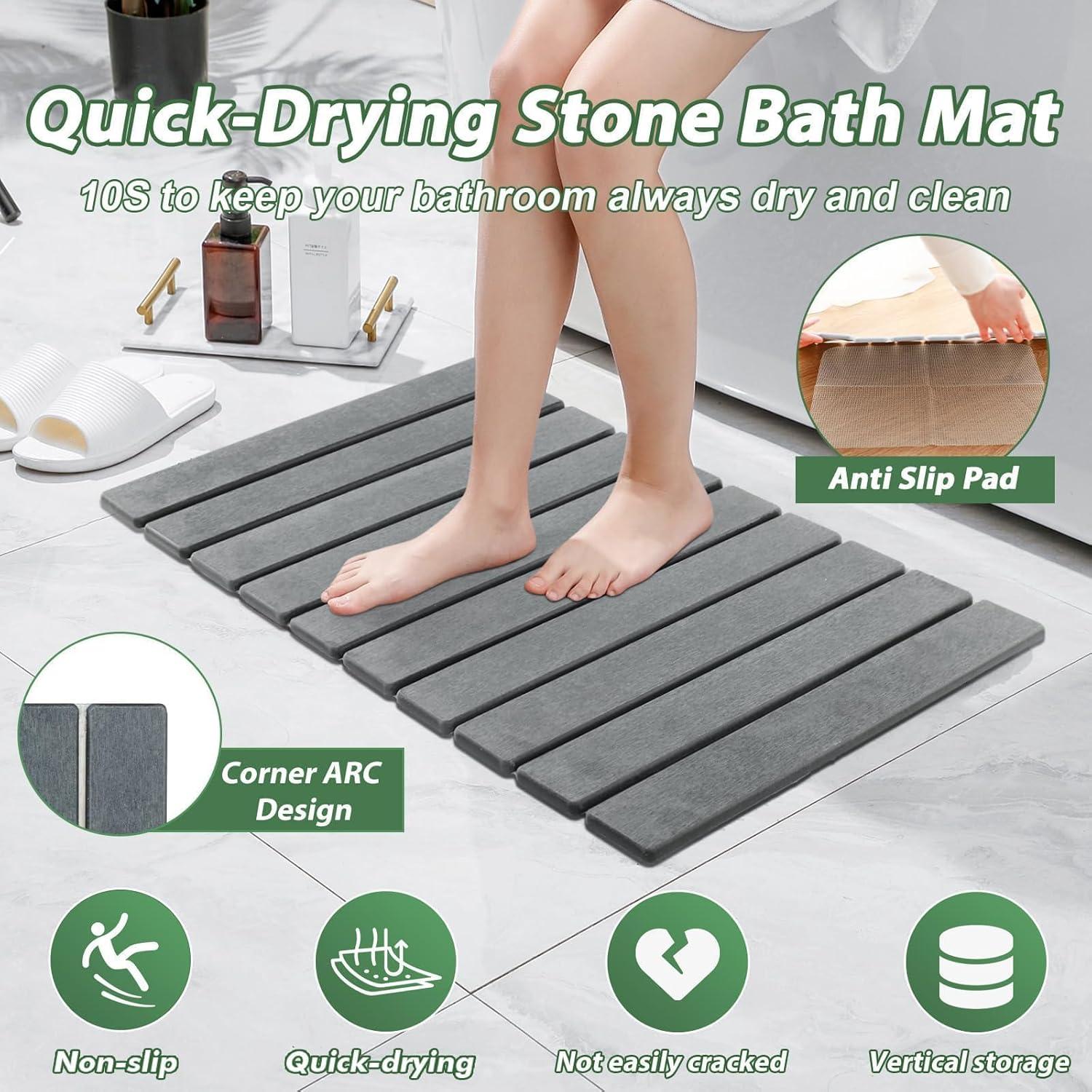 Alfombrilla de Baño Plegable Aertiavty Diatomita 58x38 cm Gris