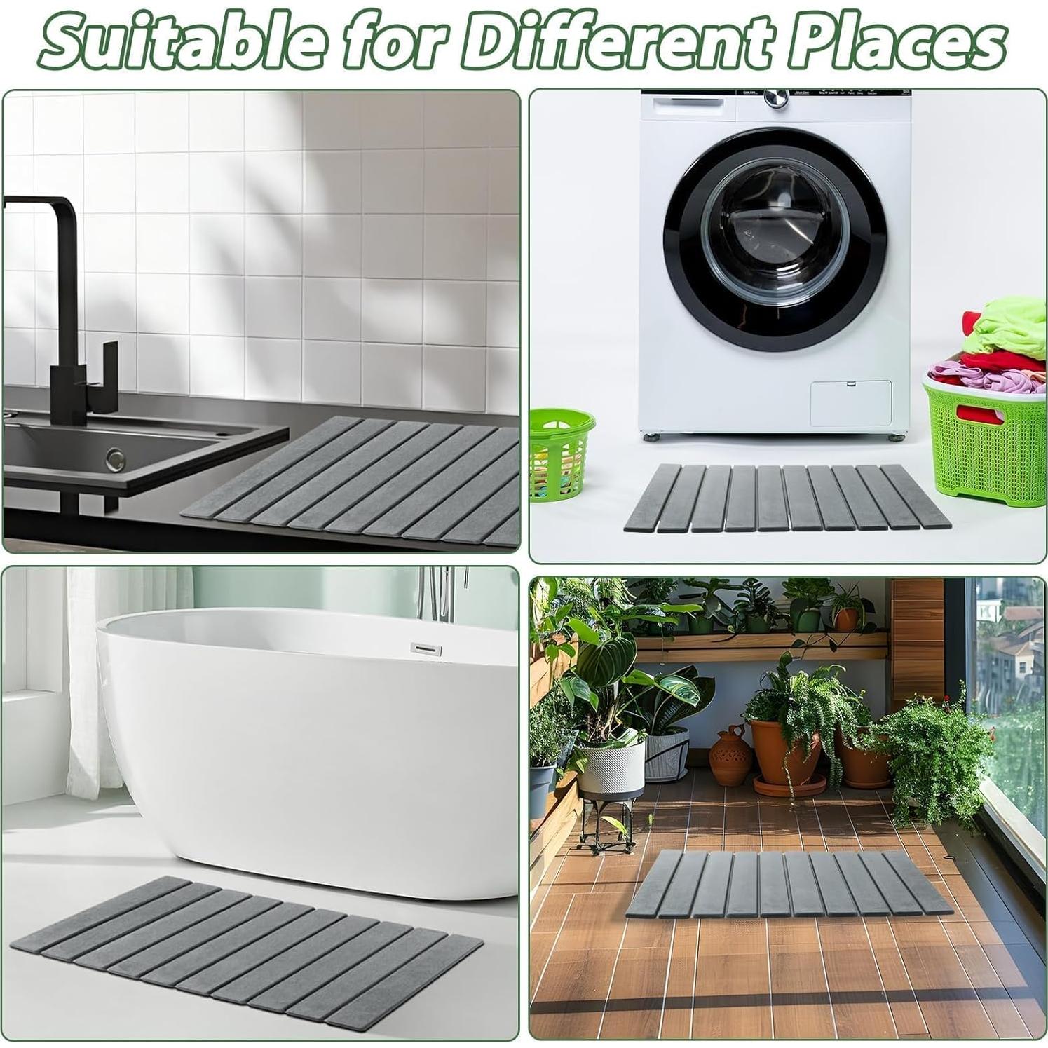 Alfombrilla de Baño Plegable Aertiavty Diatomita 58x38 cm Gris