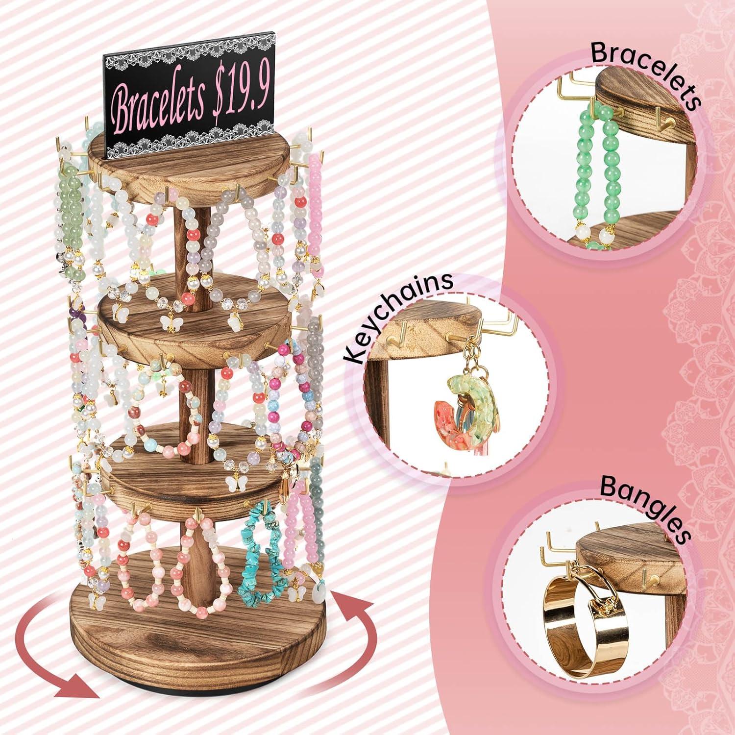 Soporte Giratorio para Pulseras Pinzoveco de Madera 3 Niveles