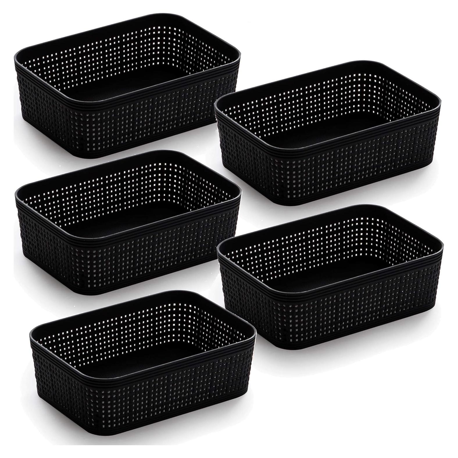 Cesta de Plástico Tejida BINO XS Negra - Paquete de 5