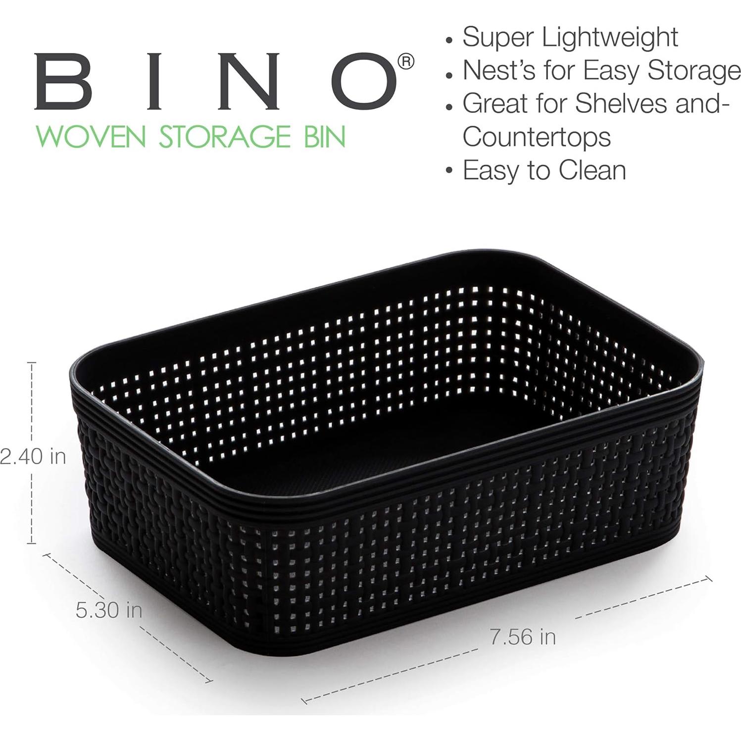 Cesta de Plástico Tejida BINO XS Negra - Paquete de 5