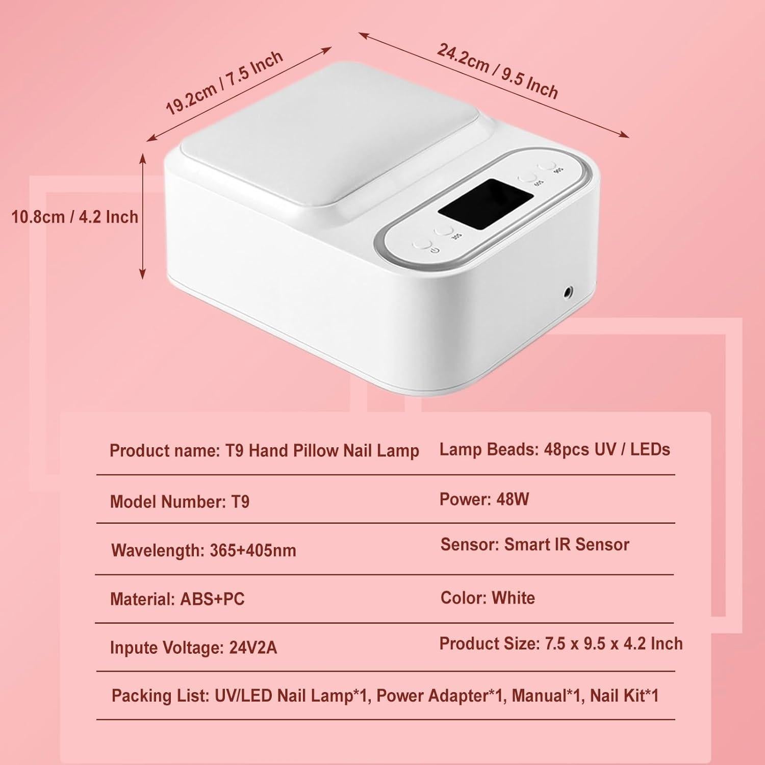 Lámpara de Uñas UV LED ShineCai T9 con Almohada y 48W