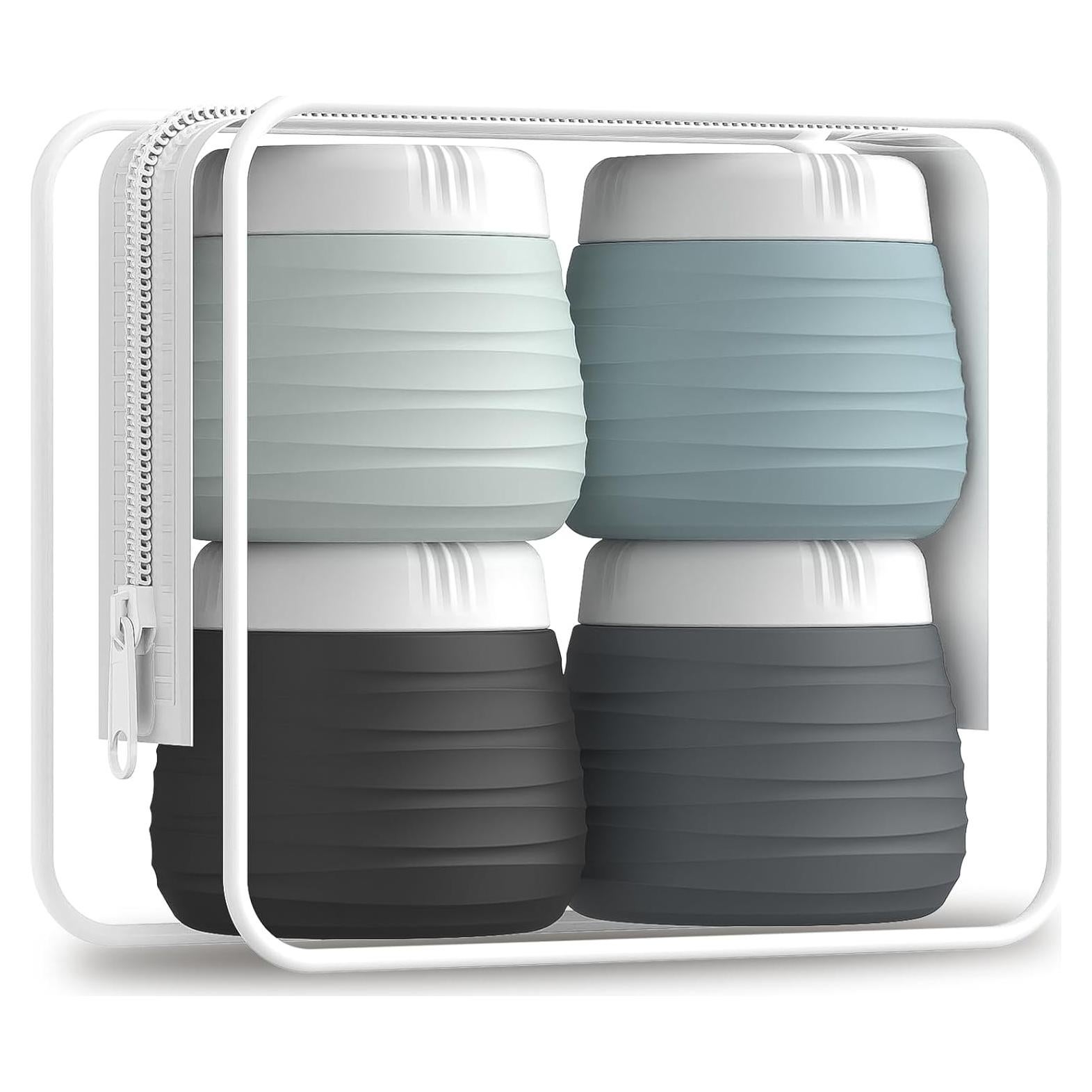 Contenedores de Viaje Silevoler 4 Tarros Silicona 50ml Gris