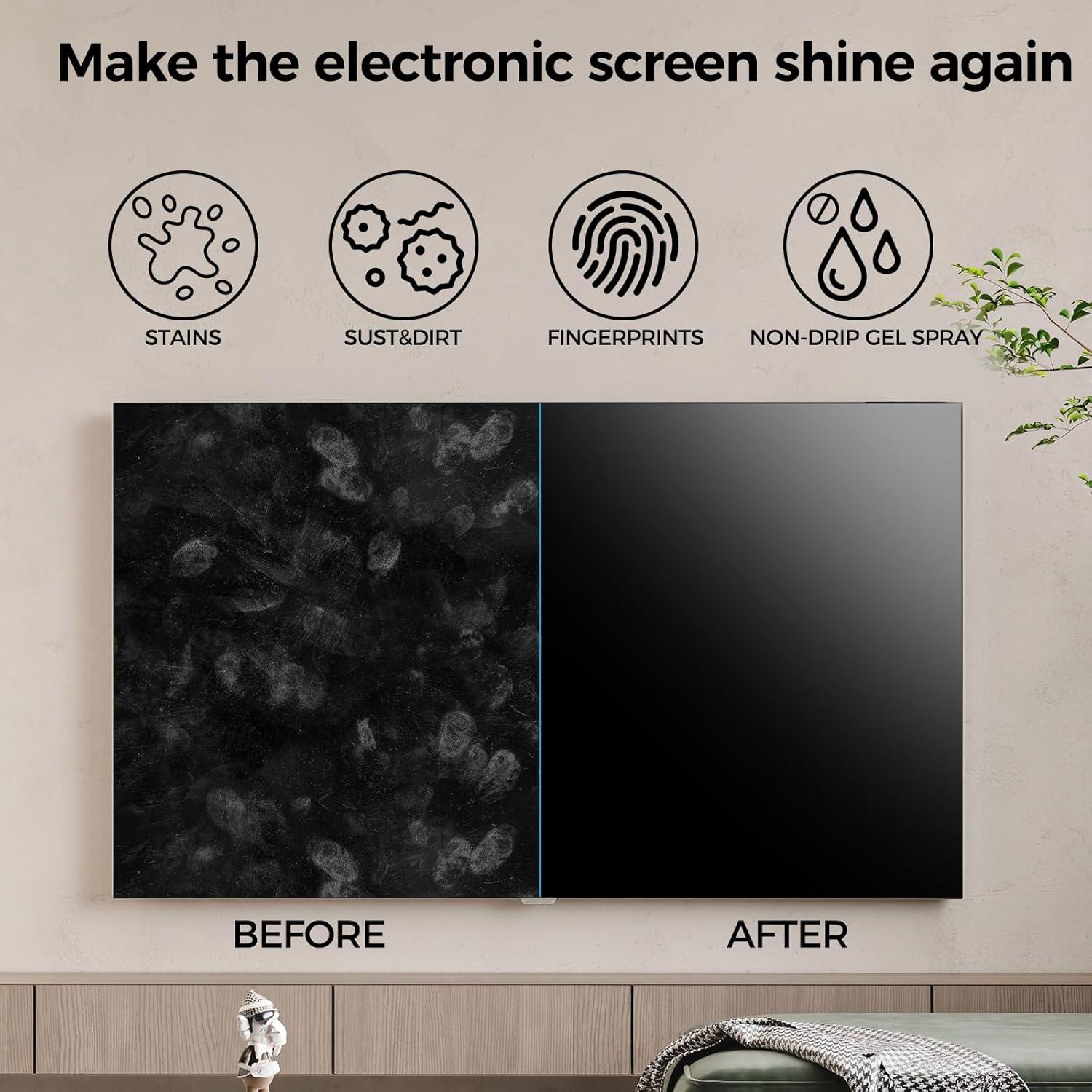 Limpiador de Pantallas Sin Goteo Jiateums 200ml - Spray para TV y Dispositivos