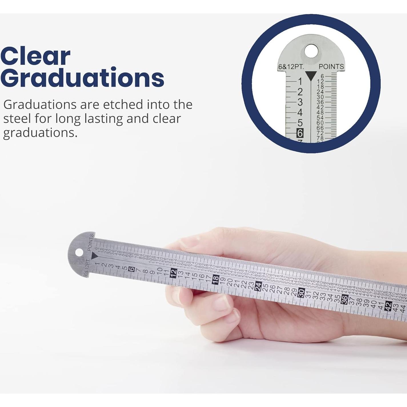 Regla de Metal Pacific Arc 30 cm con Pica y Medidas