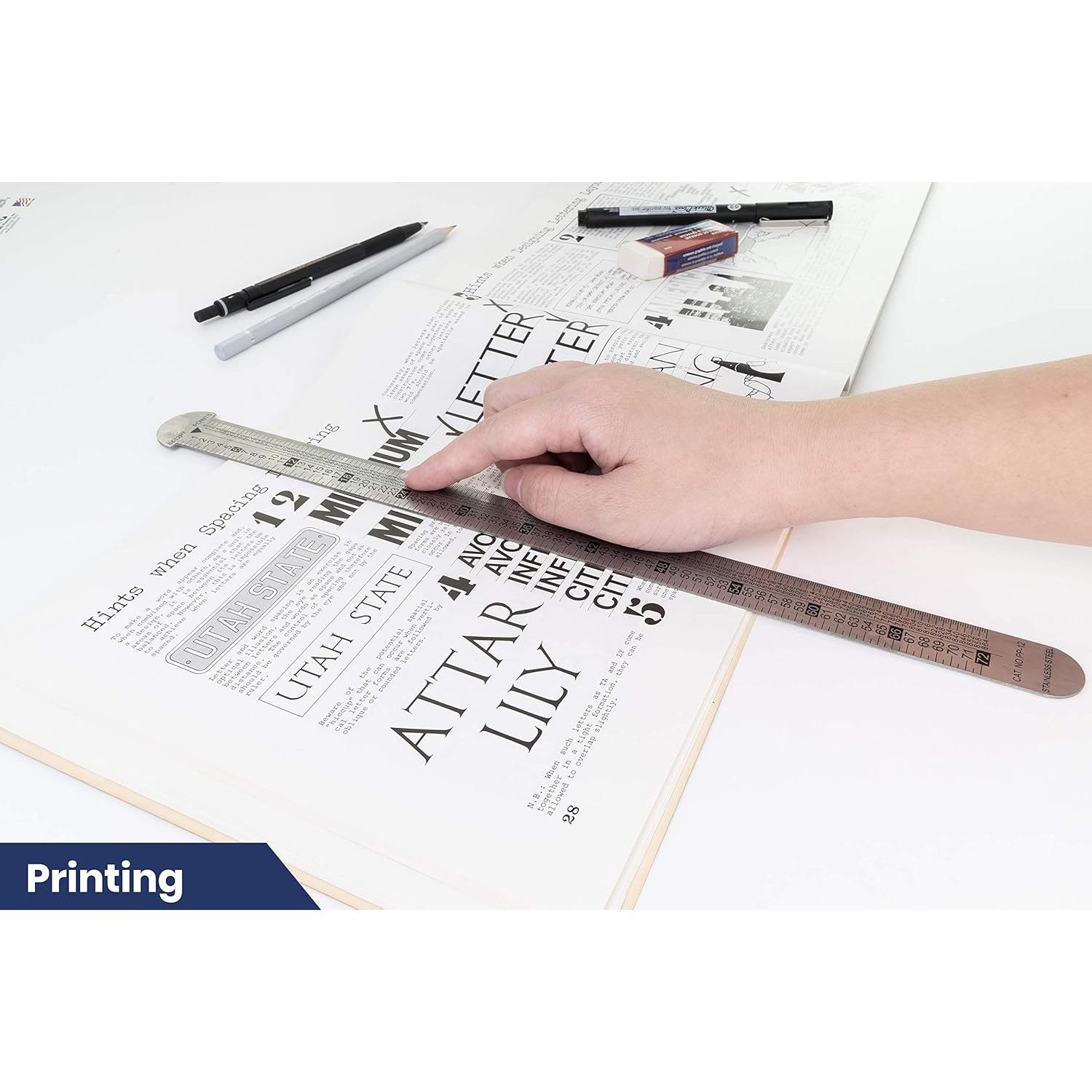 Regla de Metal Pacific Arc 30 cm con Pica y Medidas