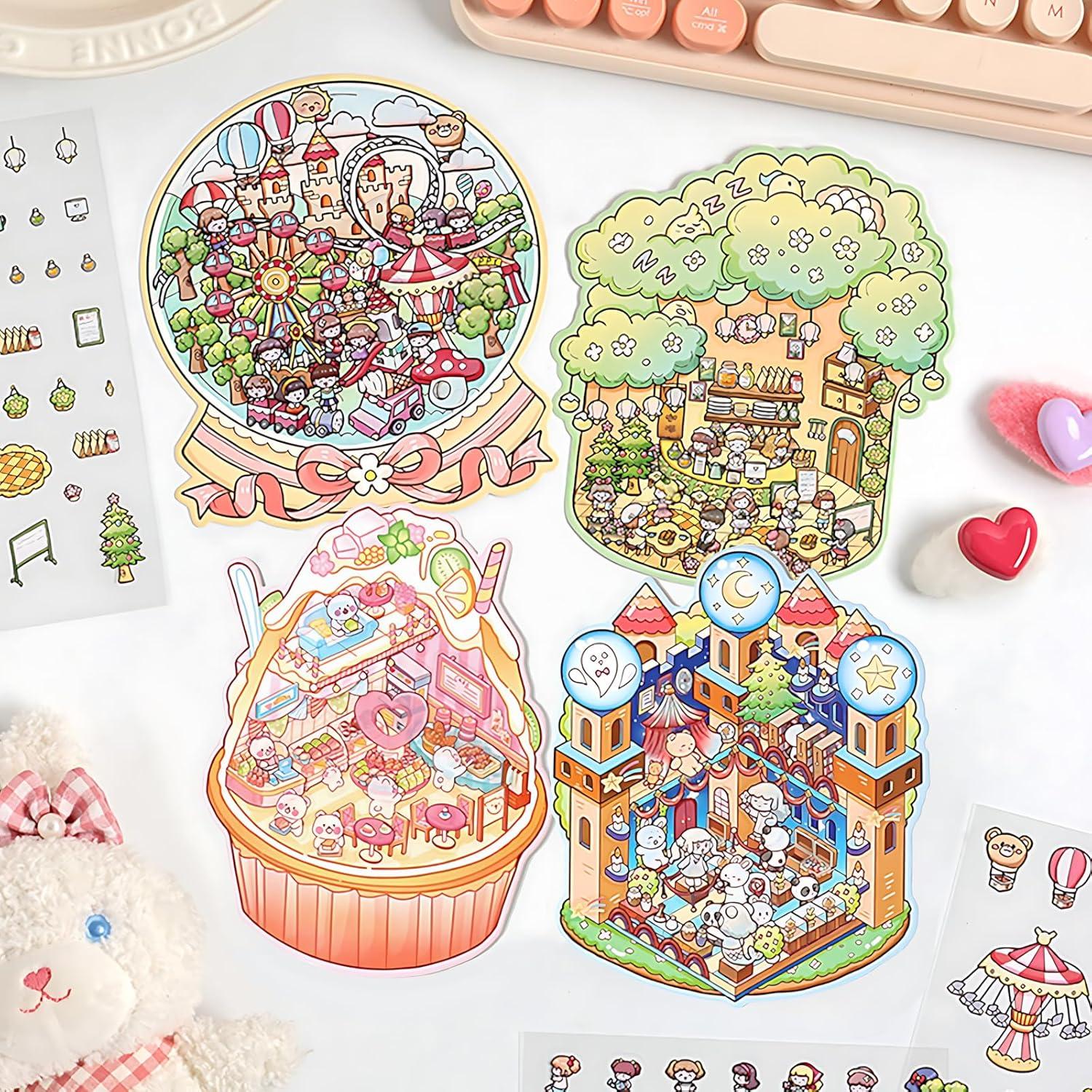 Stickers 3D DIY PRSTINCOL para Manualidades - 4 Sets Coloridos