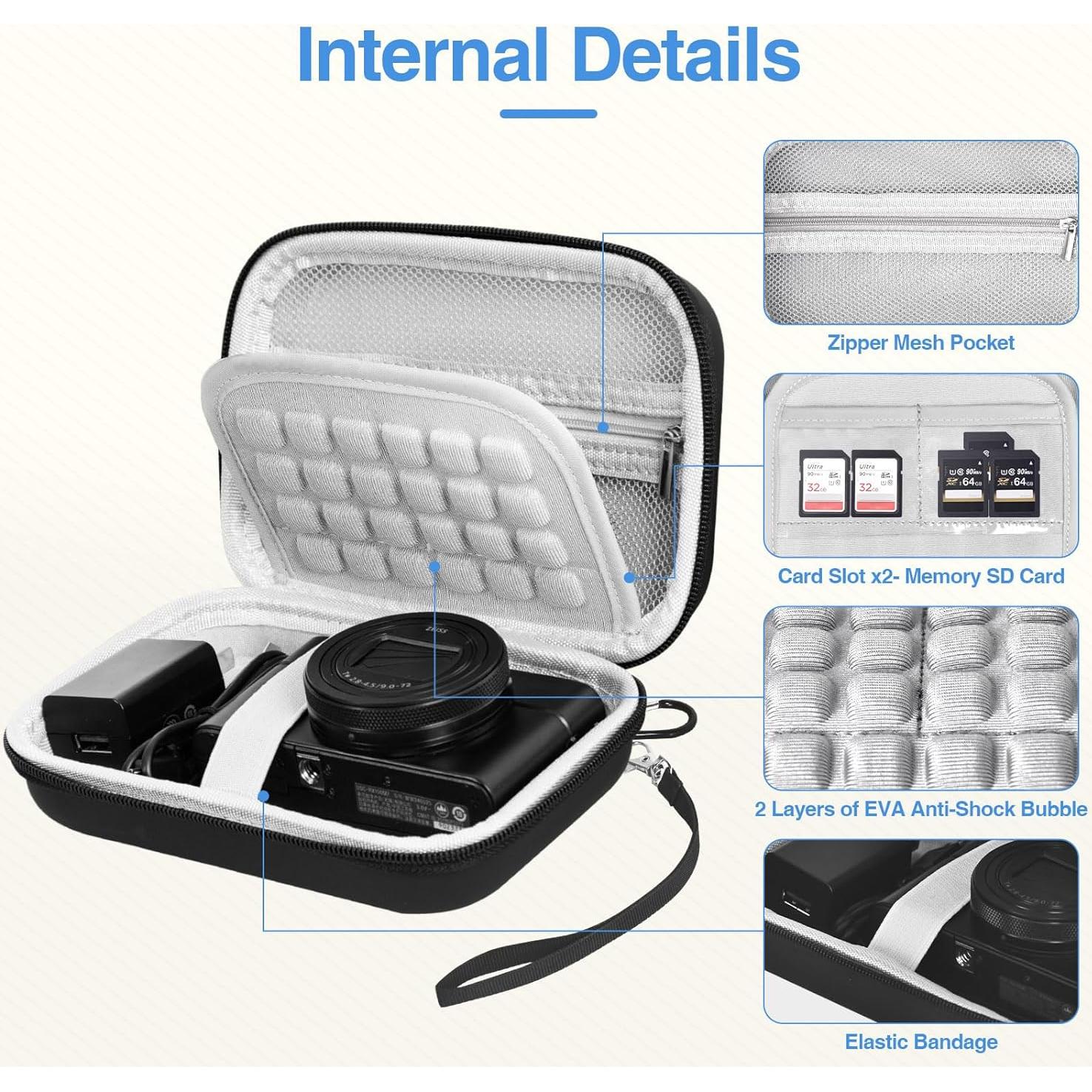 Funda de Cámara Digital EMART Negra para Canon y Sony - 15.2x10.2x2.6cm