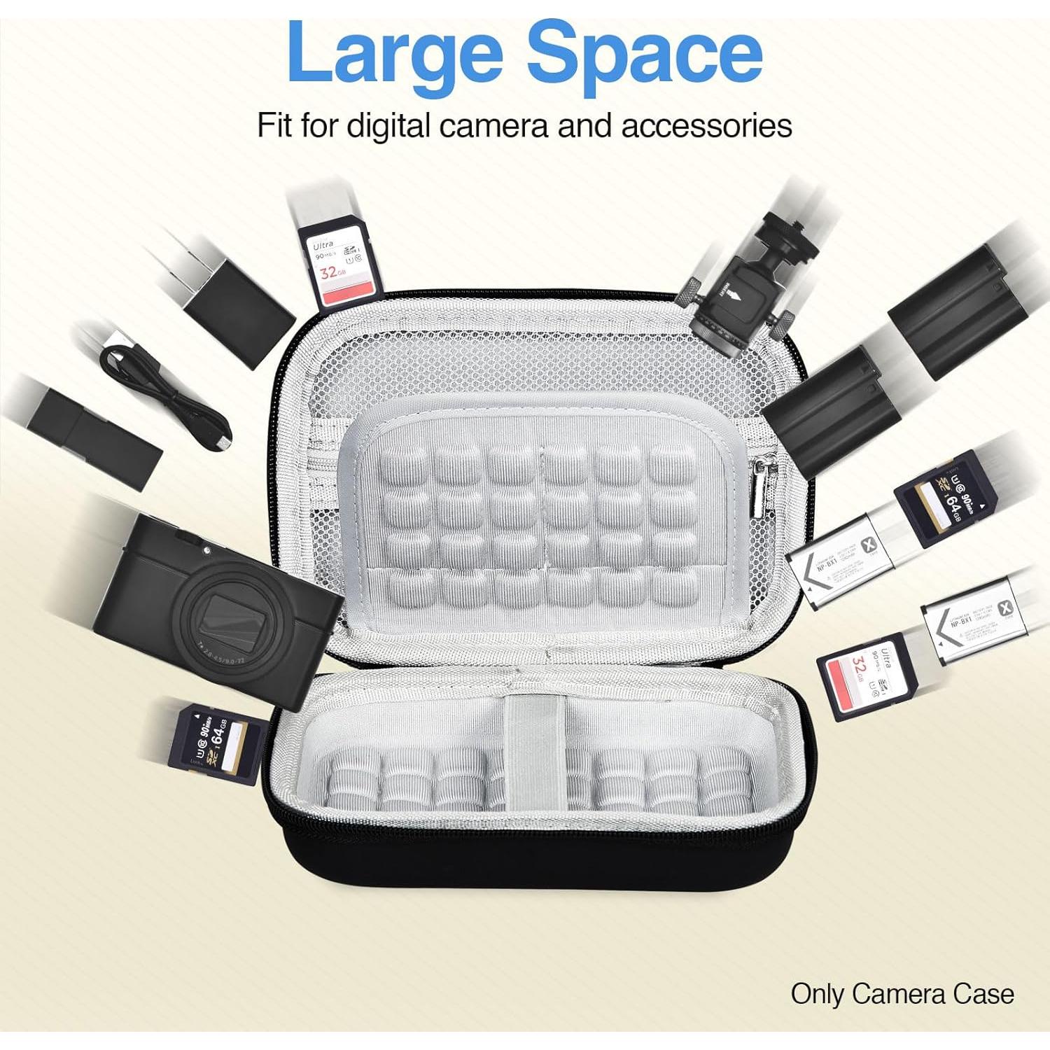 Funda de Cámara Digital EMART Negra para Canon y Sony - 15.2x10.2x2.6cm