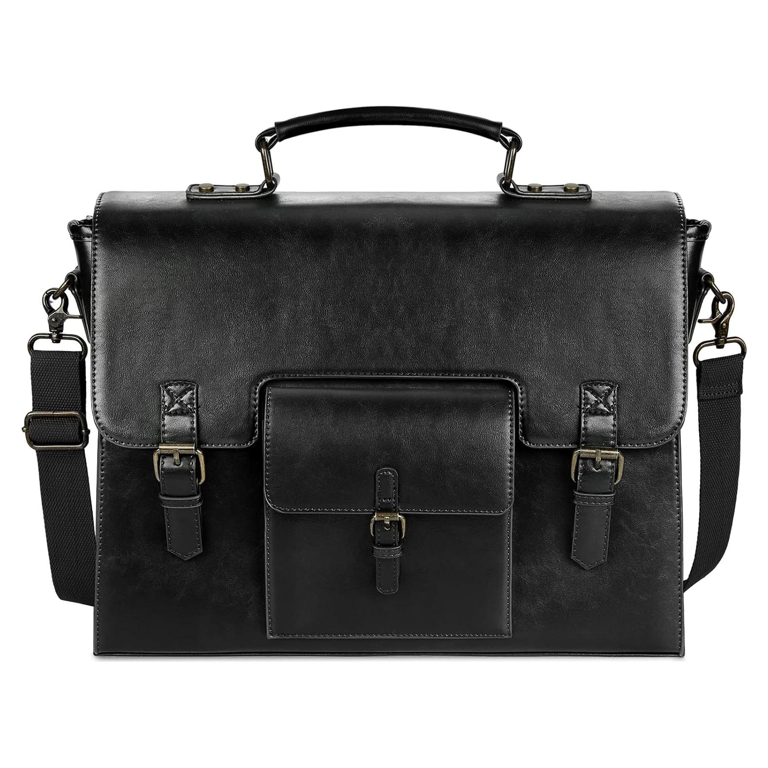 Bolsa Mensajera de Cuero KTMOUW 15.6" Impermeable Negra