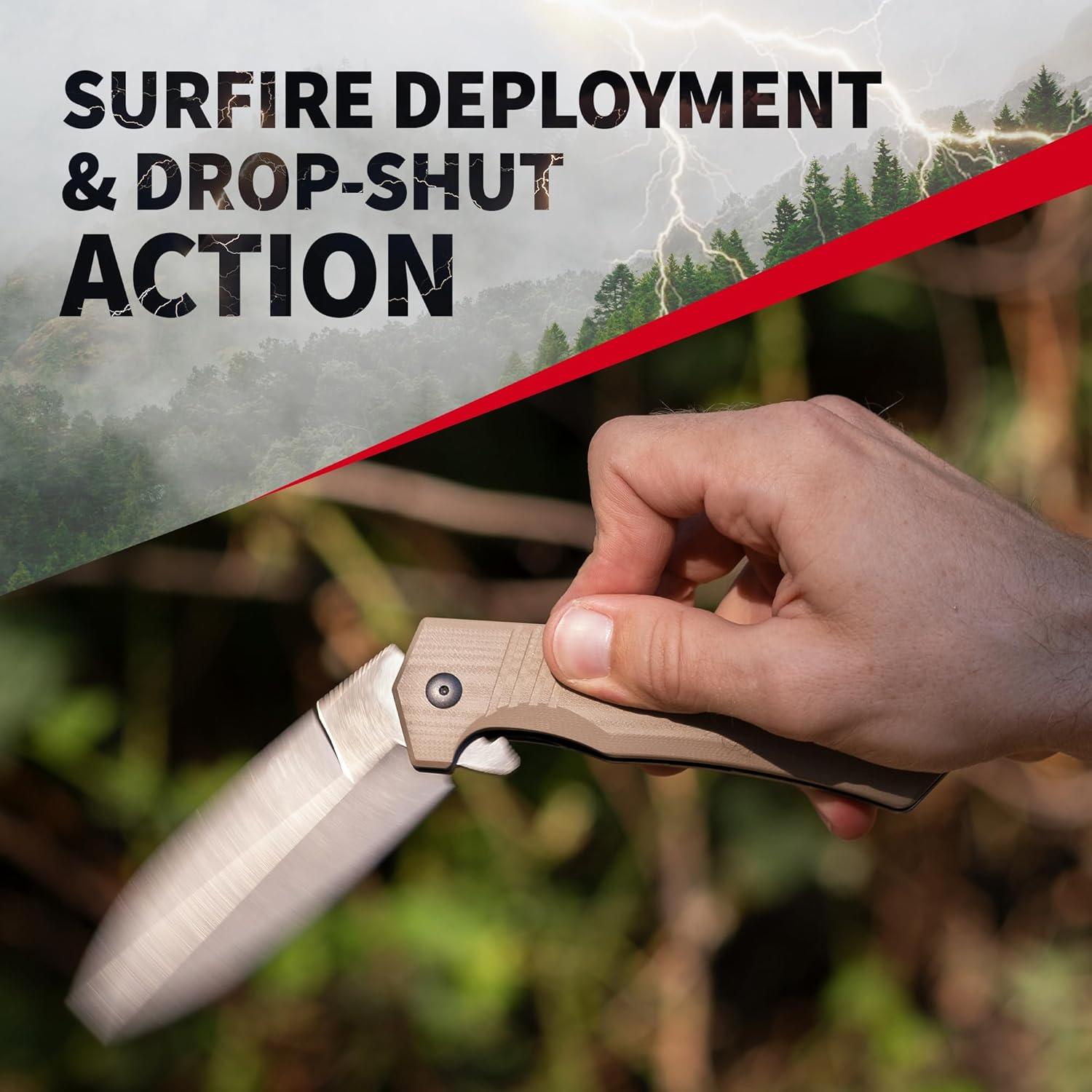 Cuchillo Plegable Off-Grid Stinger XL Acero 154CM Coyote