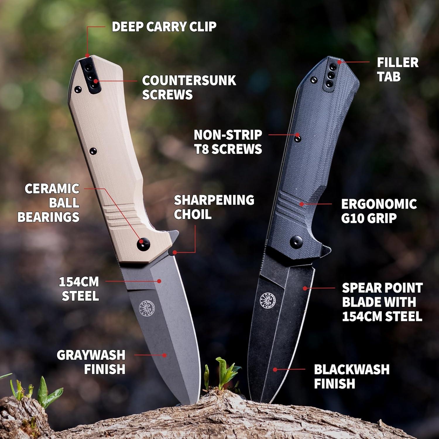 Cuchillo Plegable Off-Grid Stinger XL Acero 154CM Coyote