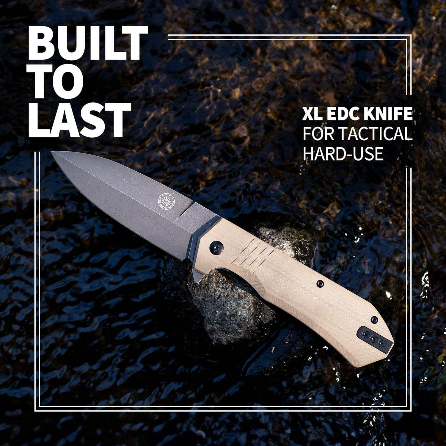 Cuchillo Plegable Off-Grid Stinger XL Acero 154CM Coyote