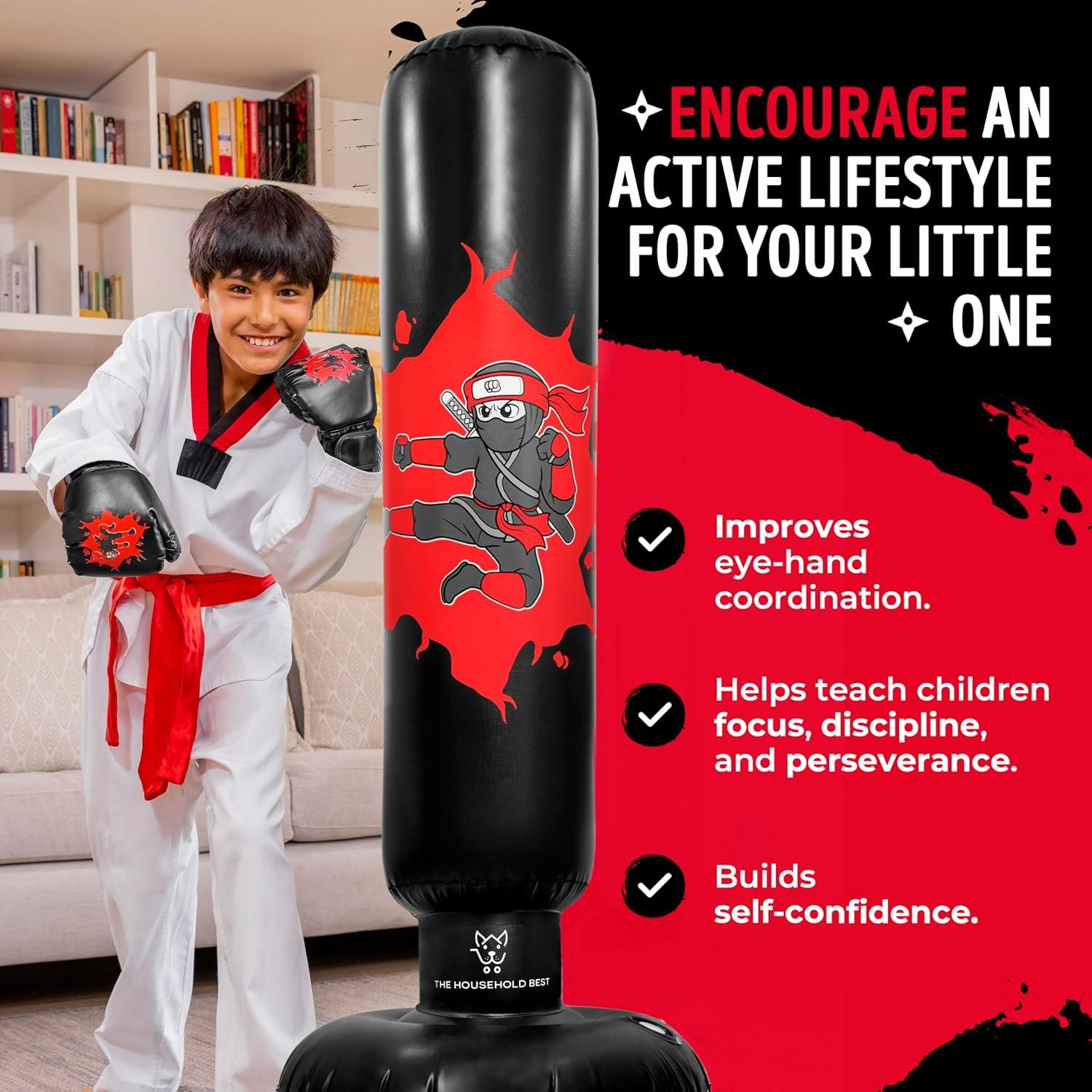 Saco de Boxeo Inflable The Household Best 160 cm con Guantes