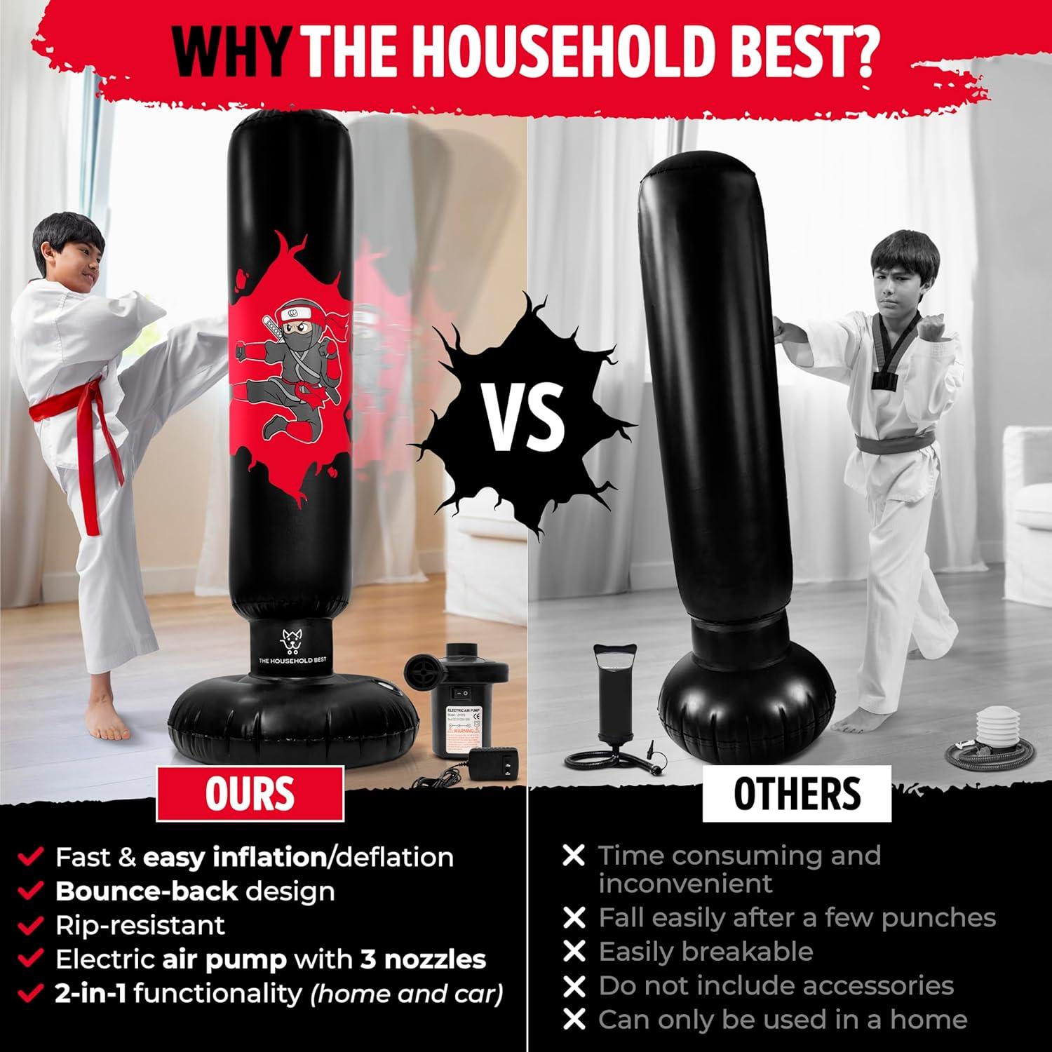 Saco de Boxeo Inflable The Household Best 160 cm con Guantes