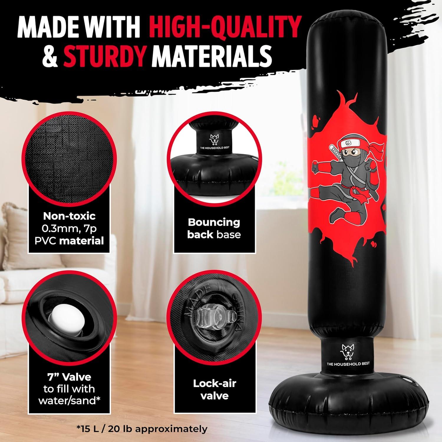 Saco de Boxeo Inflable The Household Best 160 cm con Guantes