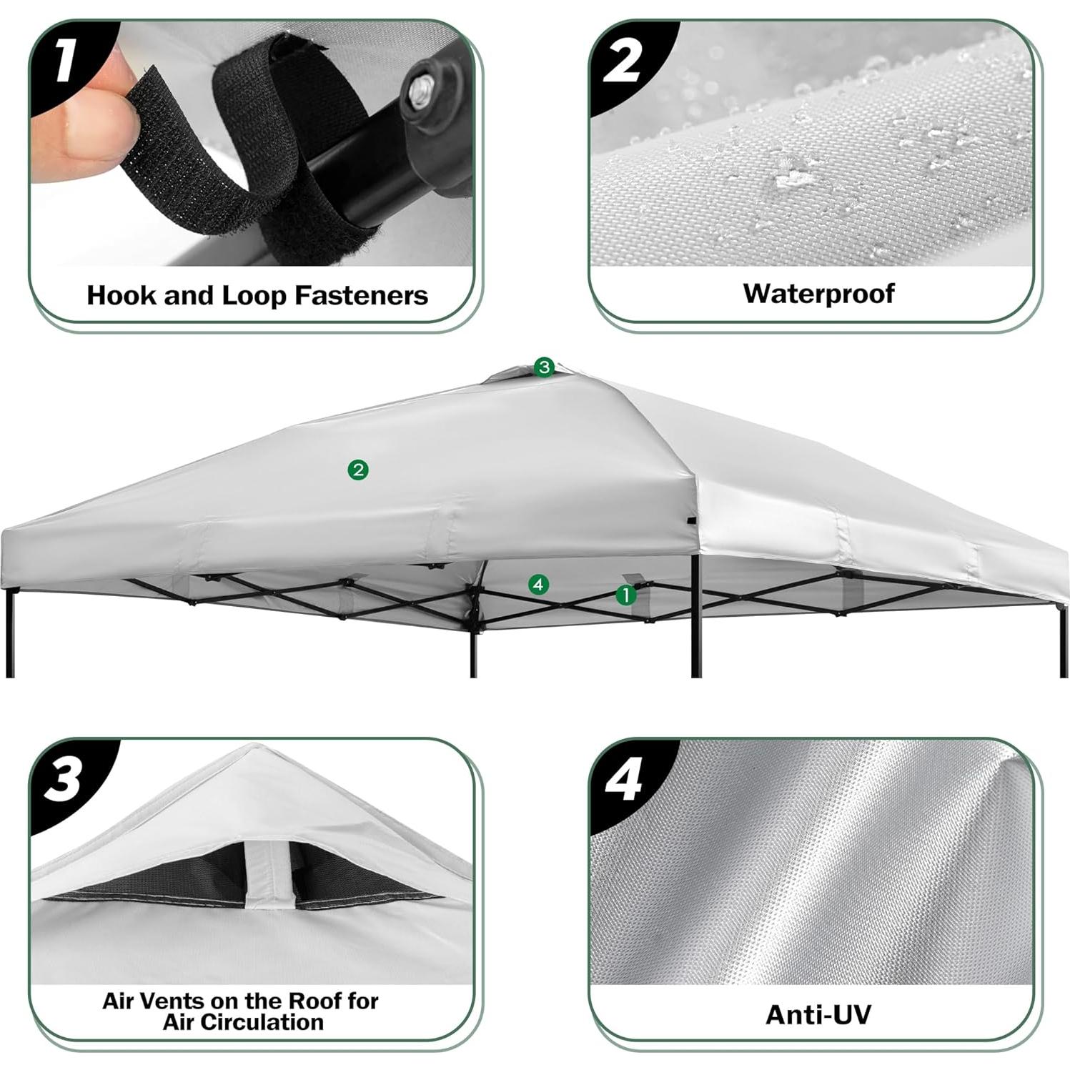 Cubierta Superior de Reemplazo Rinling 10x10 Carpa Blanca