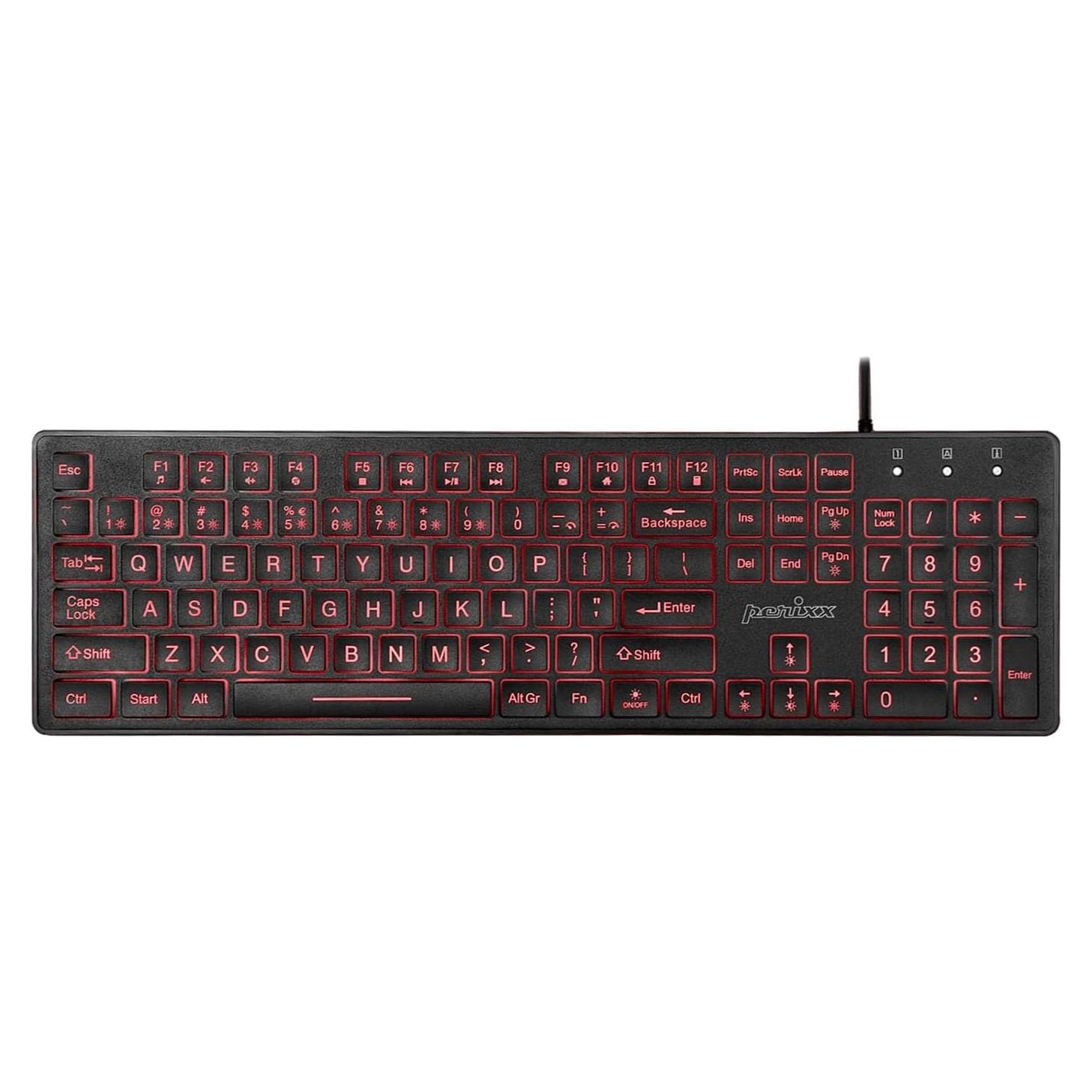 Teclado USB Retroiluminado Perixx PERIBOARD-317RGB - Letras Grandes