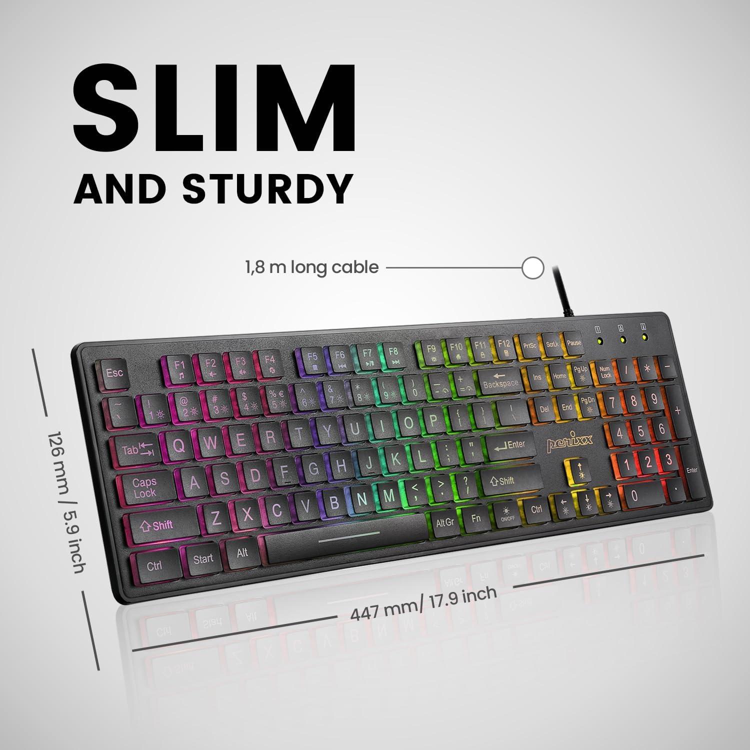 Teclado USB Retroiluminado Perixx PERIBOARD-317RGB - Letras Grandes