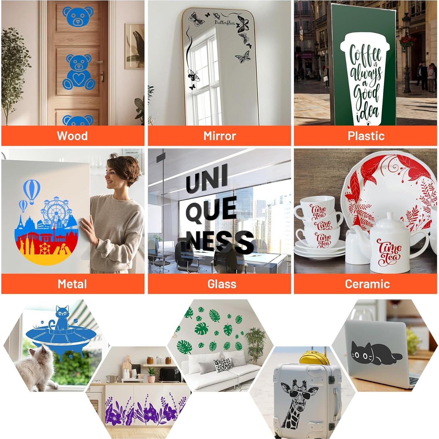 Vinilo Adhesivo Permanente Negro Hisiu 30.48cm x 1.83m para DIY