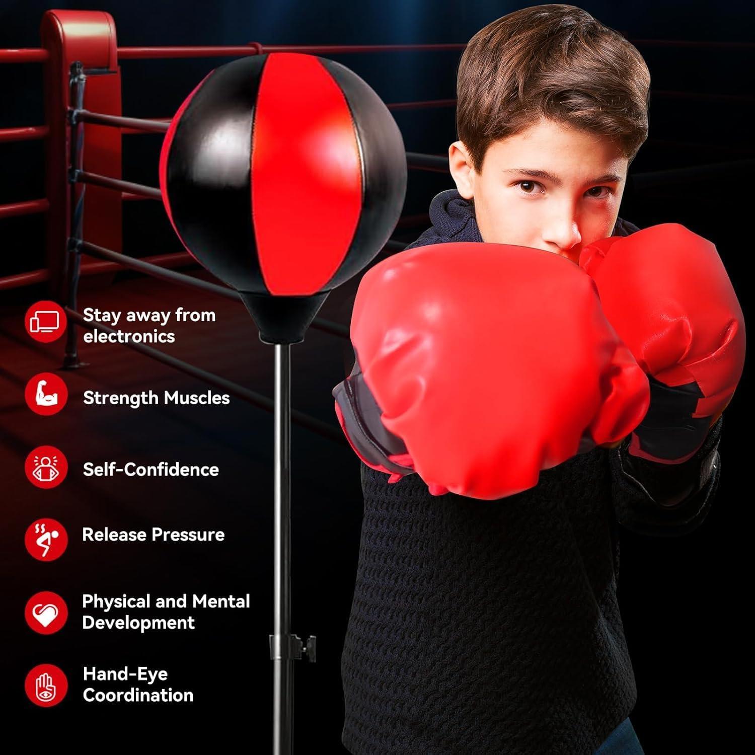 Juego de Boxeo LECIEL para Niños 3-8 Años con Saco y Guantes