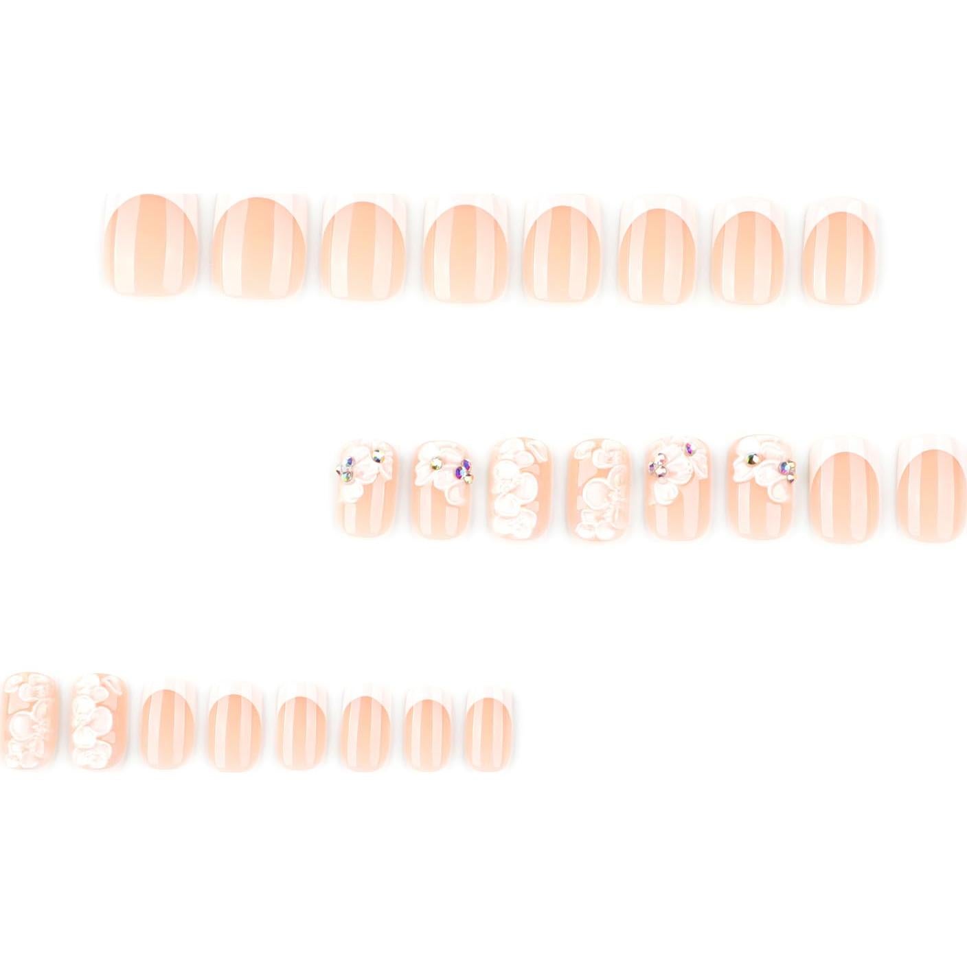 Uñas Postizas Cortas Cuadradas MABKJLF 24 Pcs con Flores