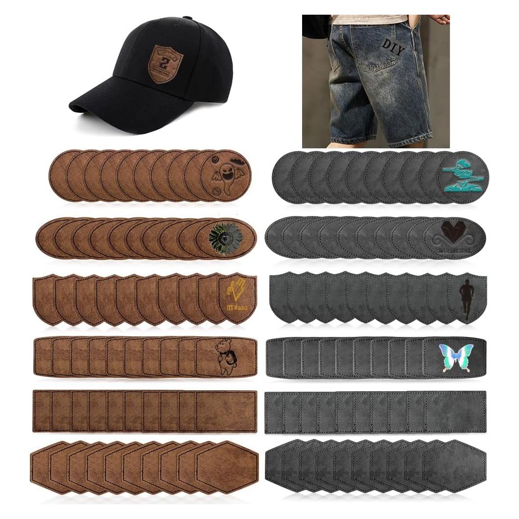 120 Parches Adhesivos de Cuero Sintético Bestlabel - DIY