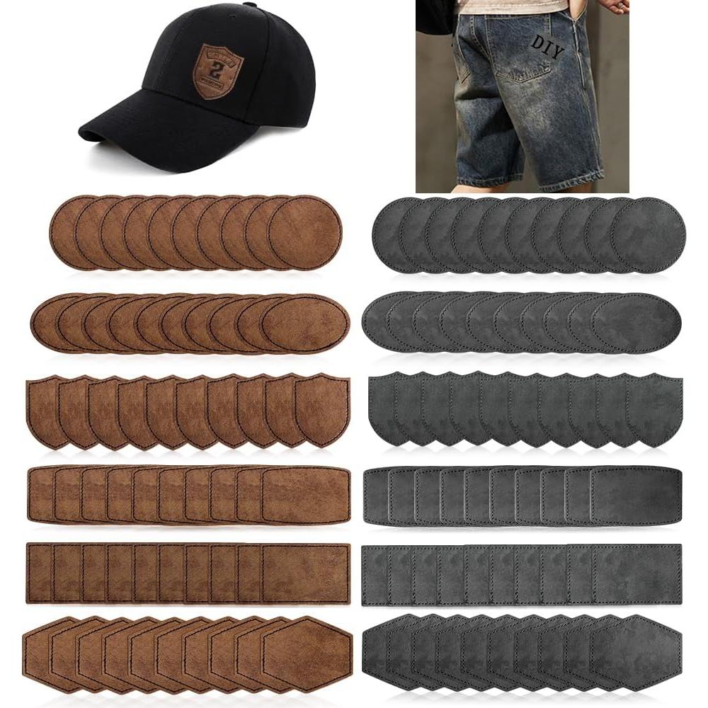 120 Parches Adhesivos de Cuero Sintético Bestlabel - DIY