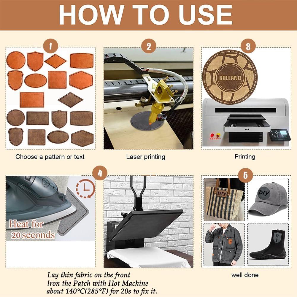 120 Parches Adhesivos de Cuero Sintético Bestlabel - DIY