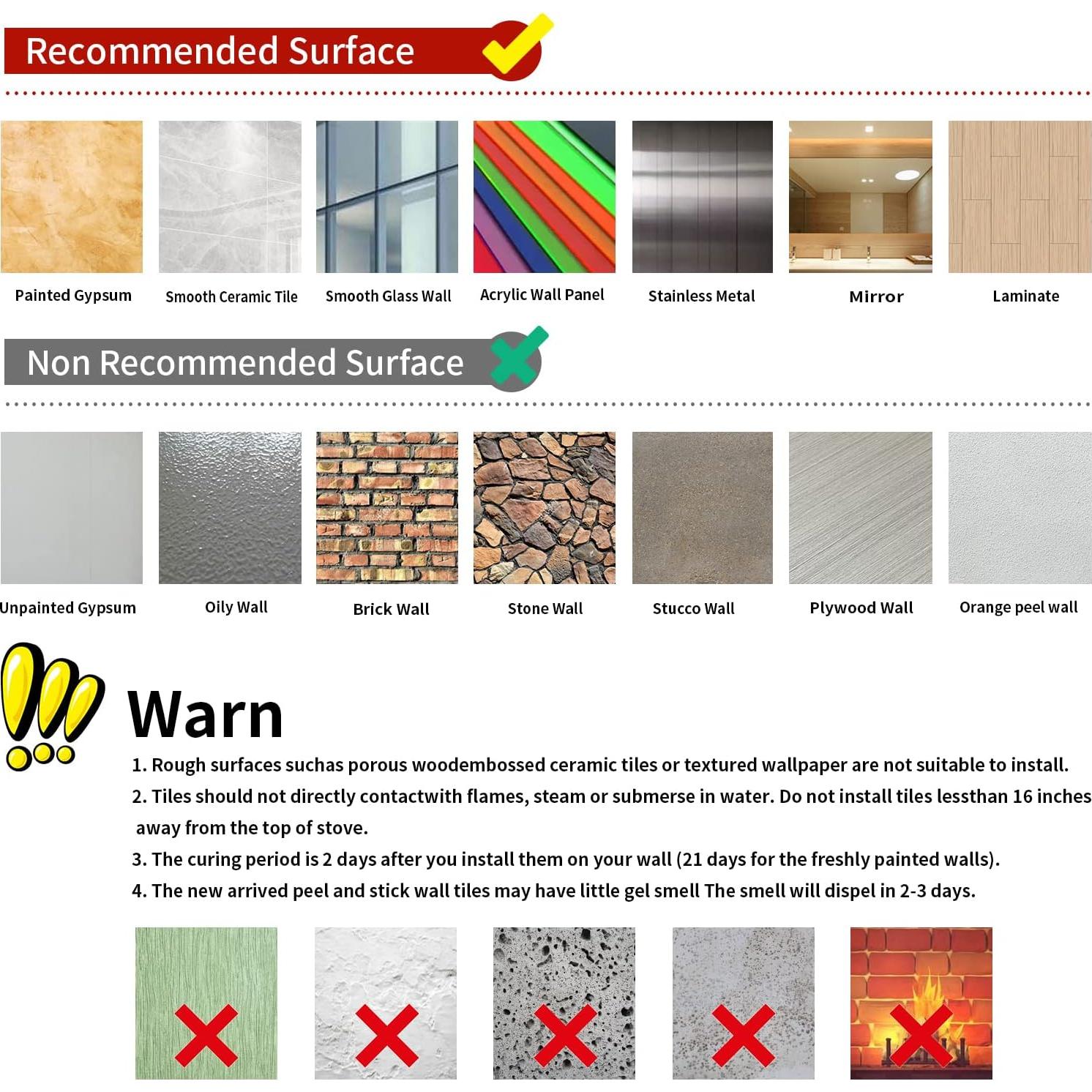 Calcomanías de Azulejos Kakofaci 12 Pcs 15x15 cm Impermeables