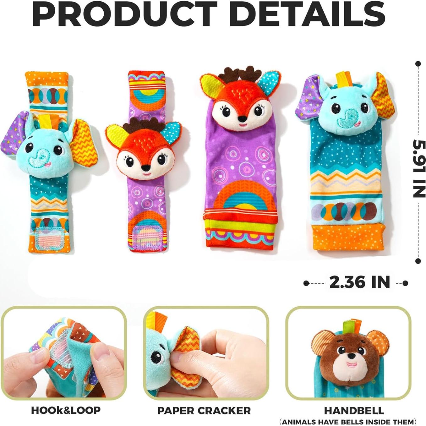 Sonajeros para Bebés Koty Elefante y Ciervo 0-6 meses