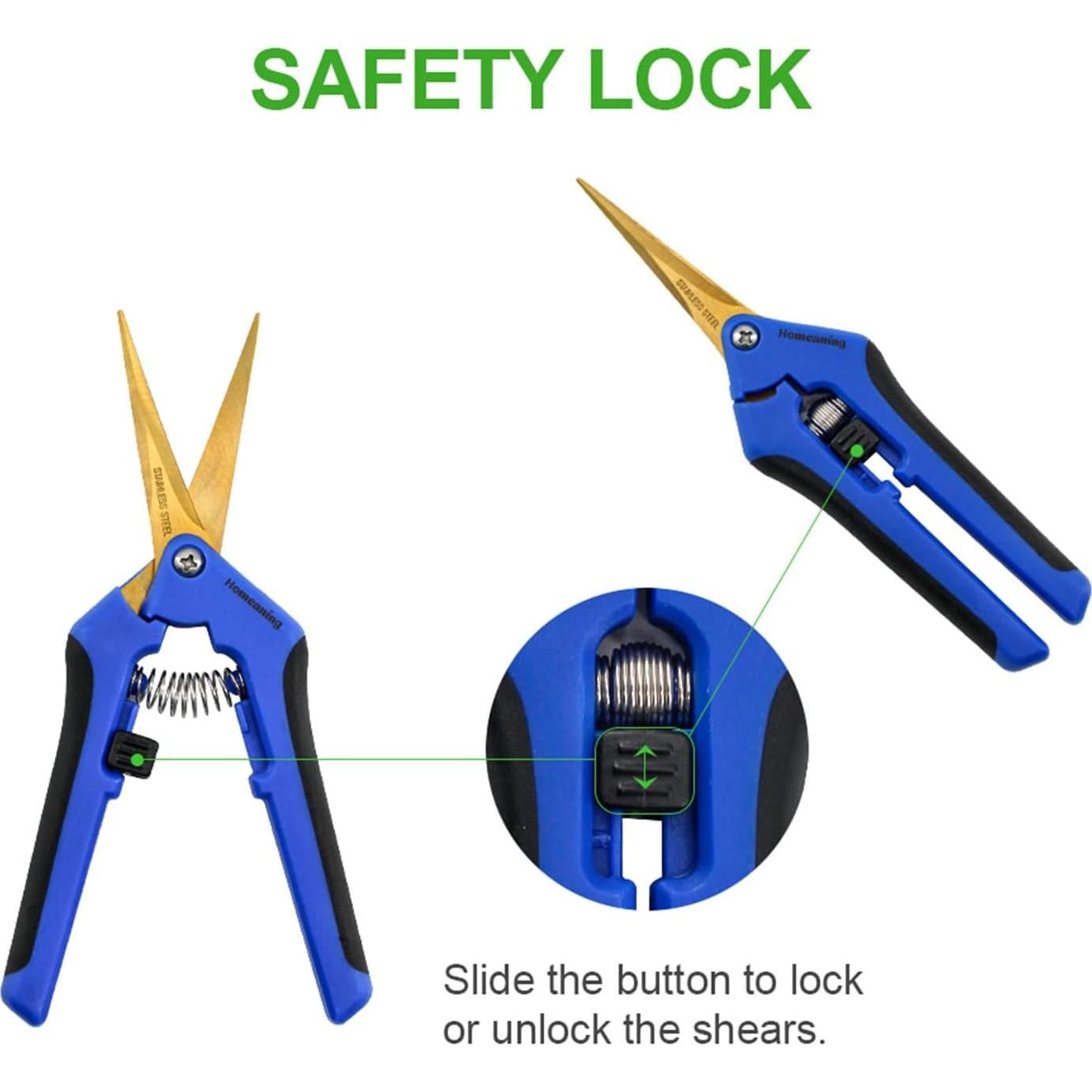 Tijeras de Podar Curvadas HOMEANING 12PCS Titanio Azul