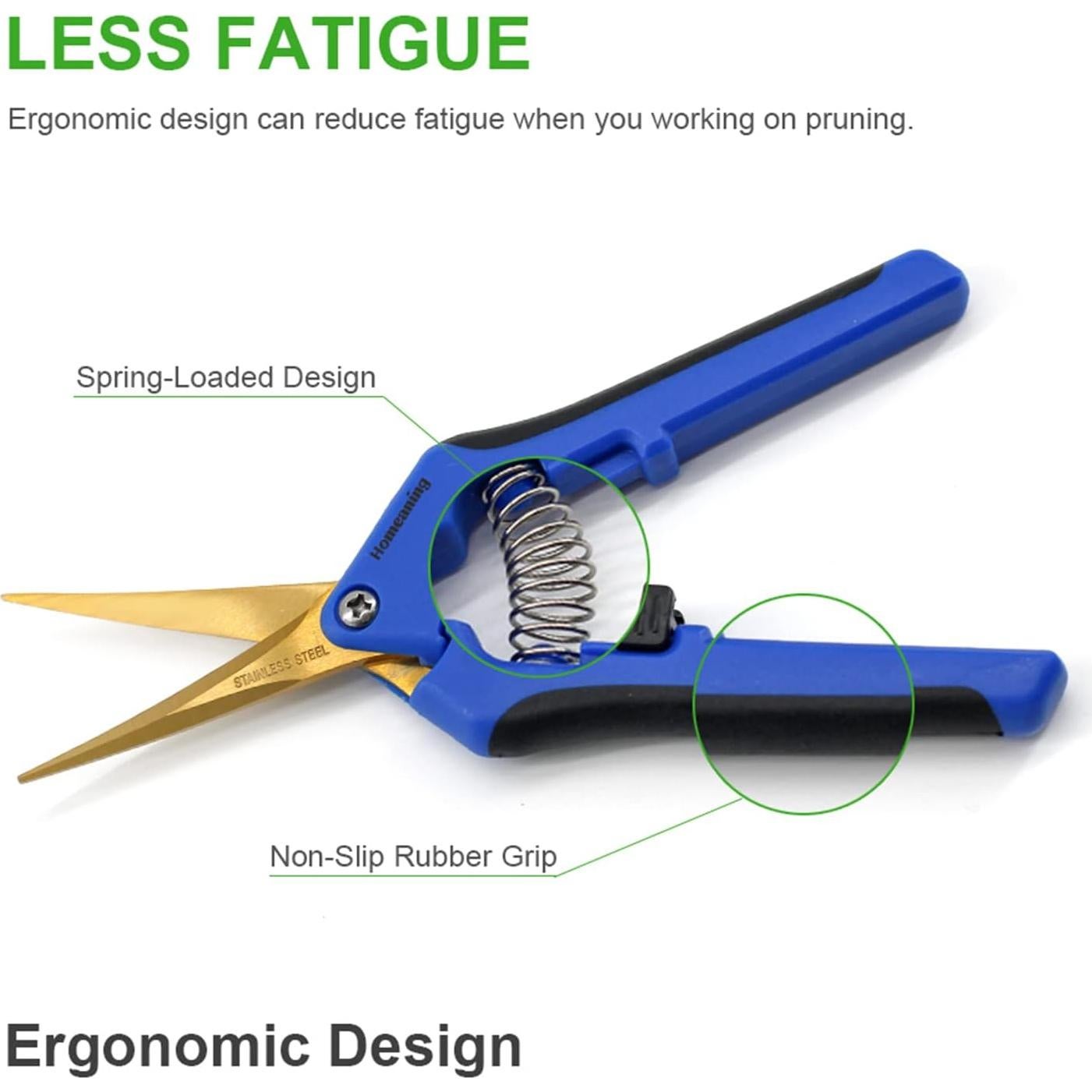 Tijeras de Podar Curvadas HOMEANING 12PCS Titanio Azul