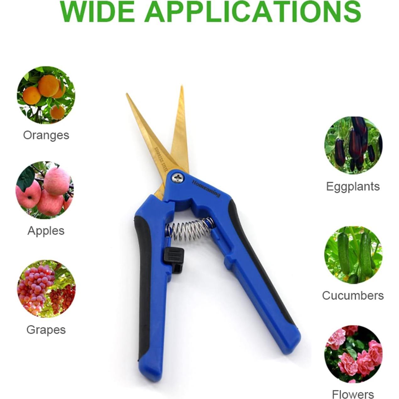 Tijeras de Podar Curvadas HOMEANING 12PCS Titanio Azul