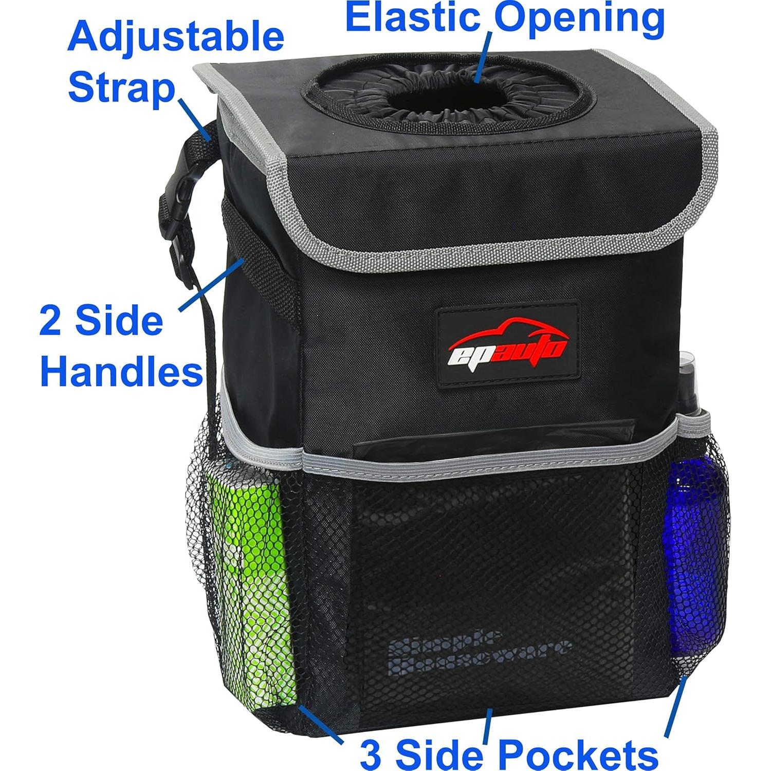 Basurero de Coche EPAuto Impermeable 9.46L Negro con Tapa